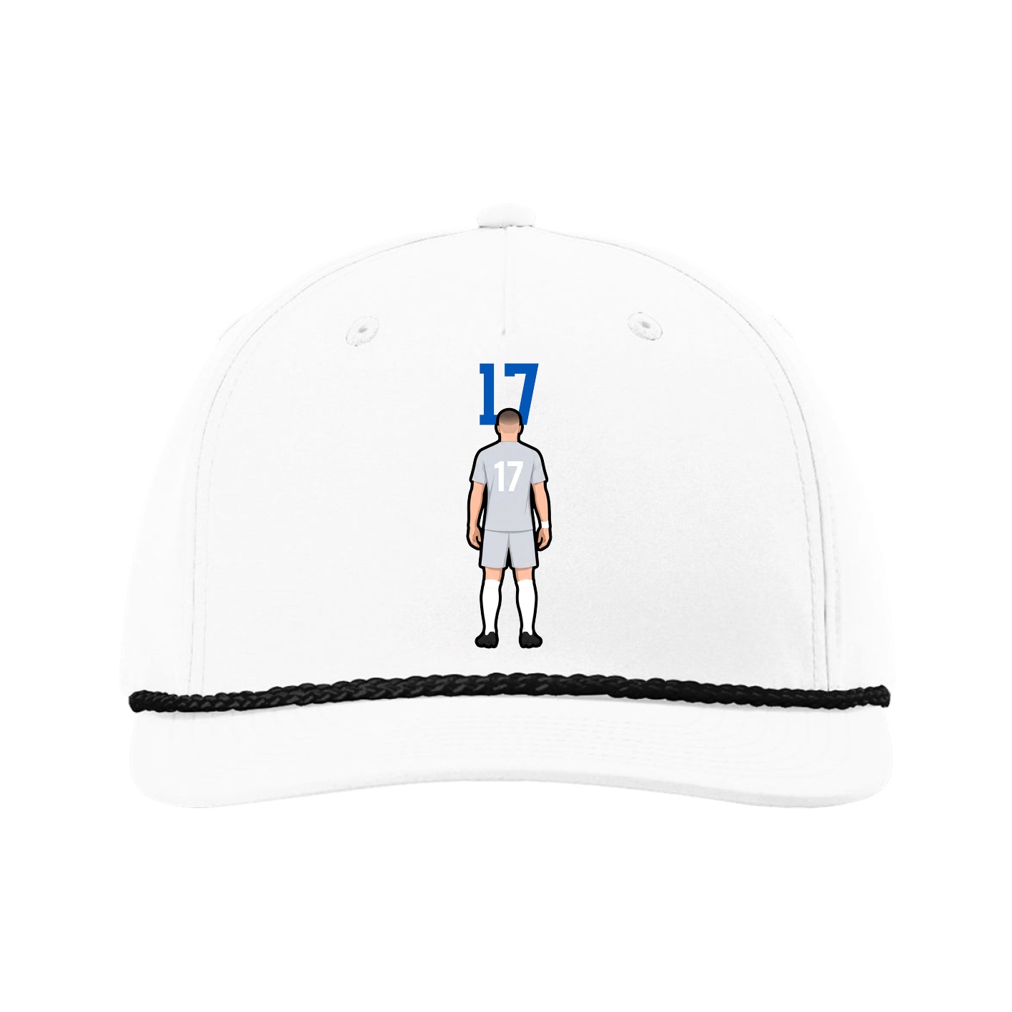 Five-Panel Classic Rope Cap — Number Top in White
