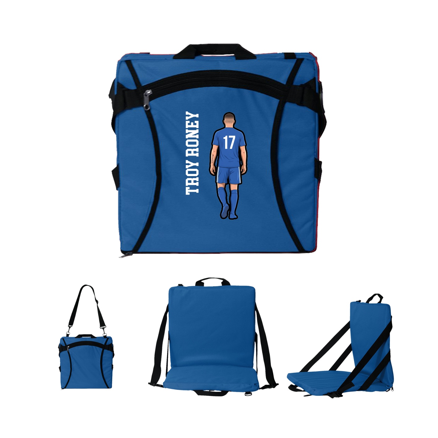 Folding Stadium Seat — Name Vertical in Royal