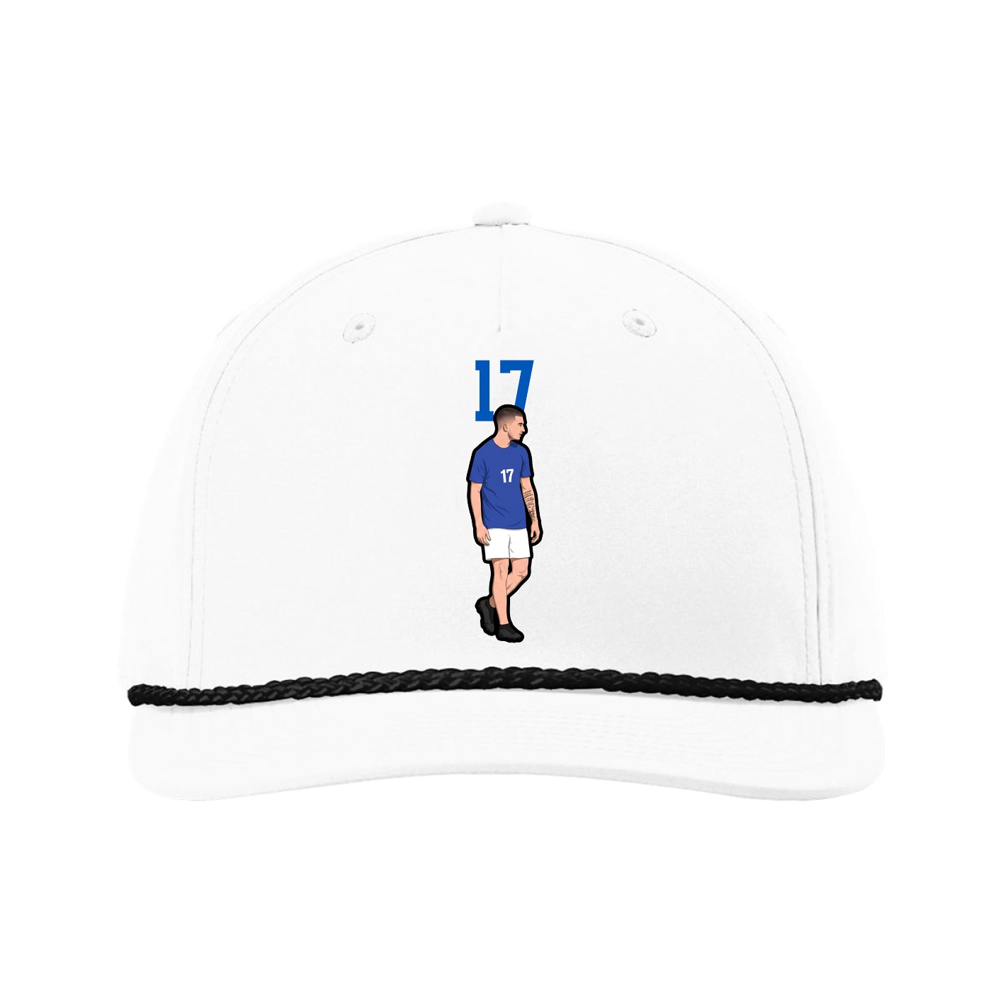 Five-Panel Classic Rope Cap — Number Top in White