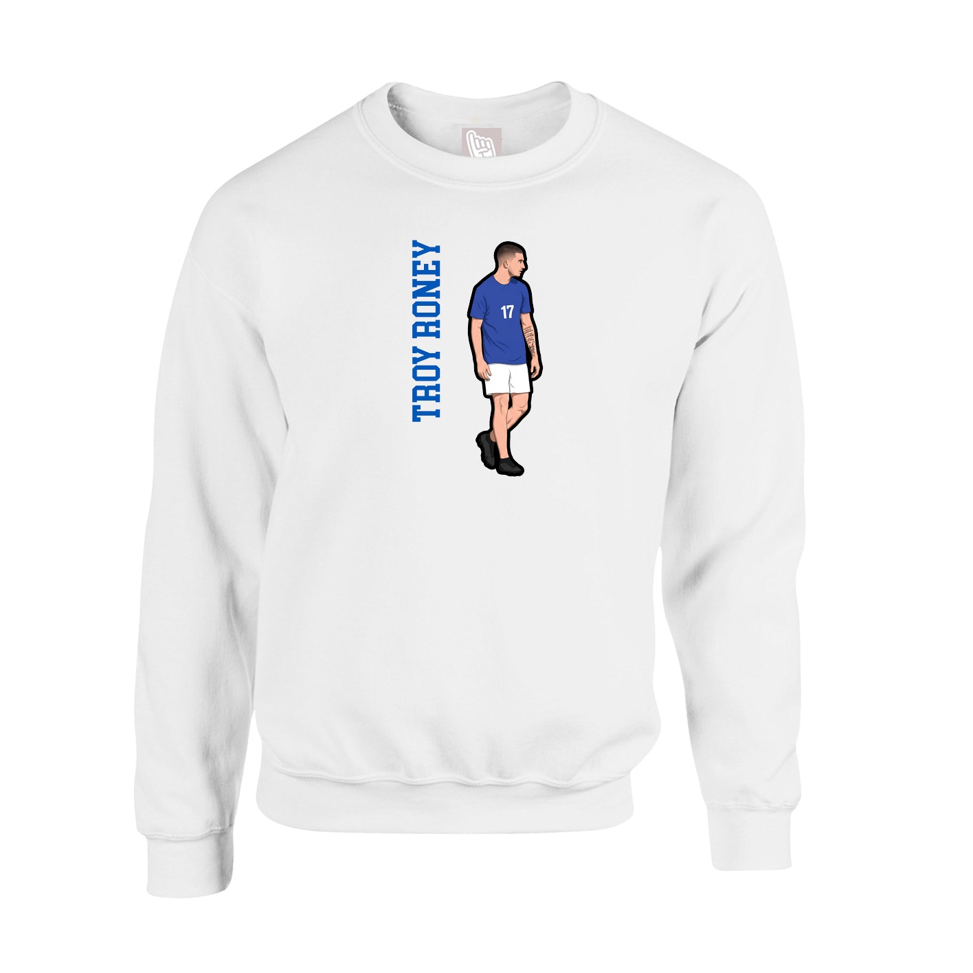 Fleece Crew — Name Vertical in White