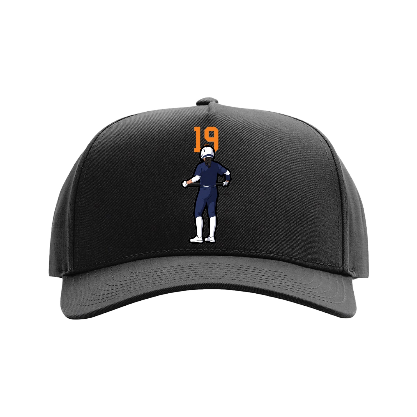 Full Fabric Five-Panel Champ Cap — Number Top in Black