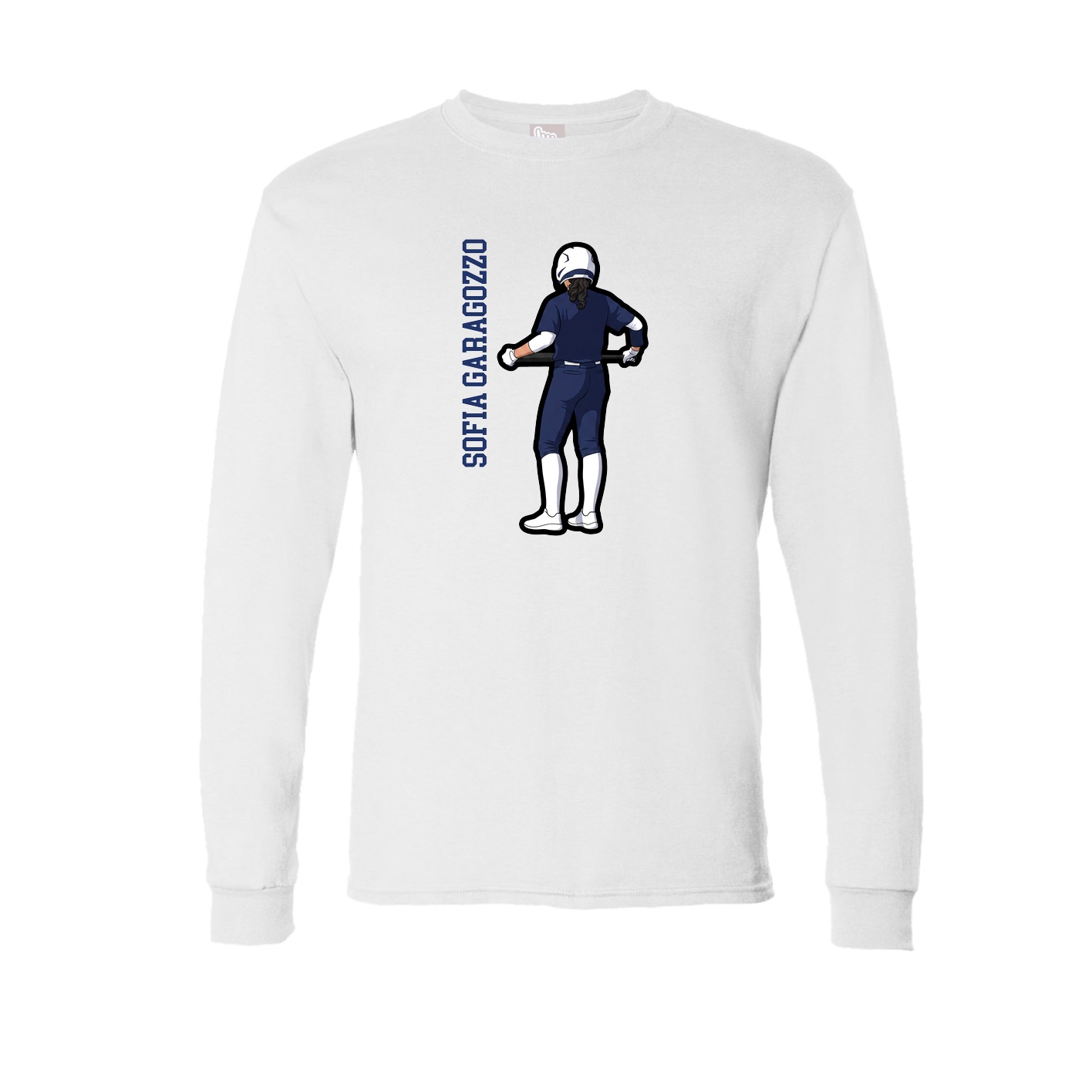 Long Sleeve Tee — Name Vertical in White