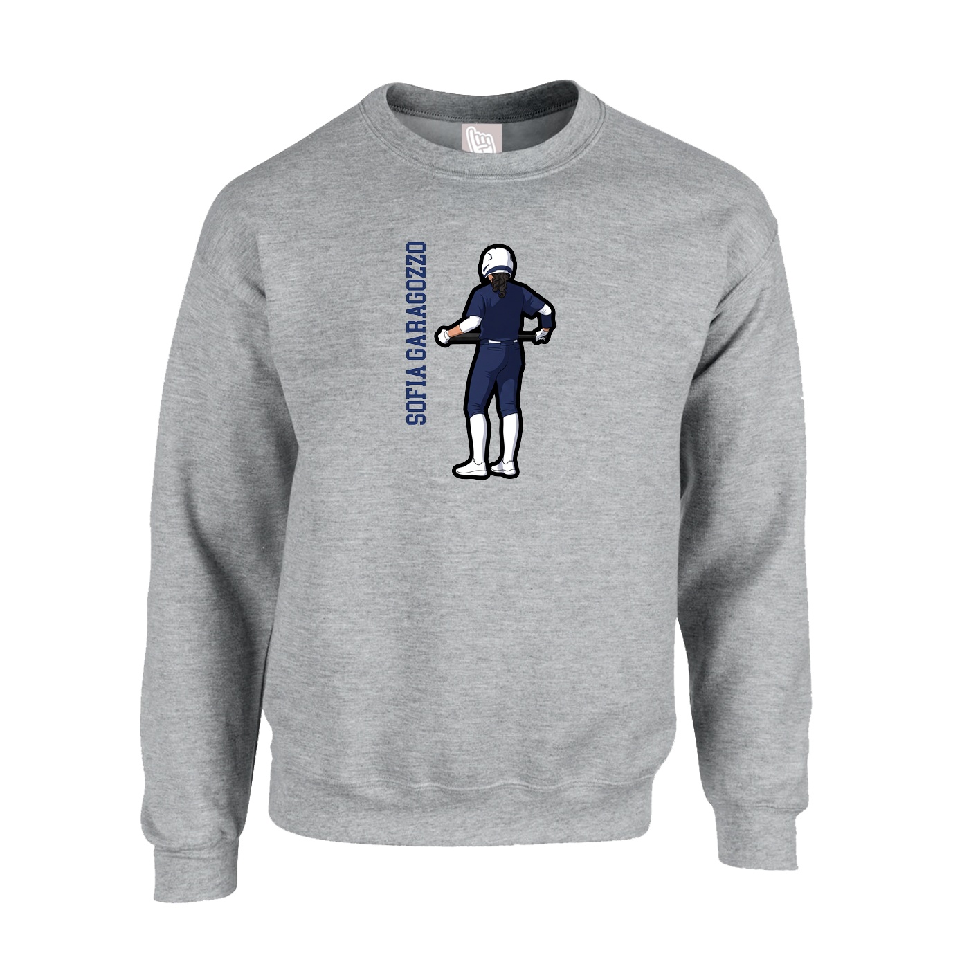 Fleece Crew — Name Vertical in Grey