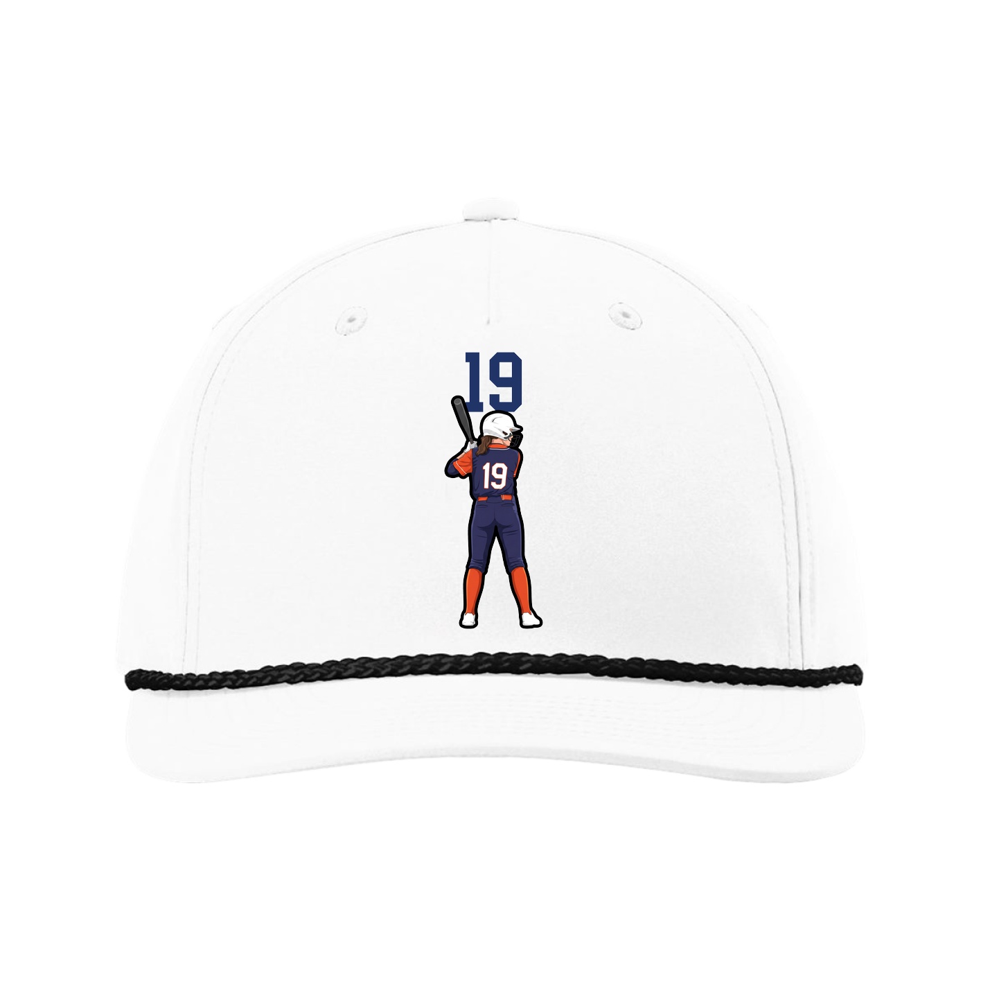 Five-Panel Classic Rope Cap — Number Top in White