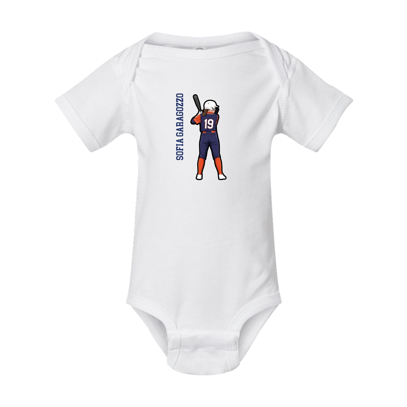 Baby Onesie — Name Vertical in White