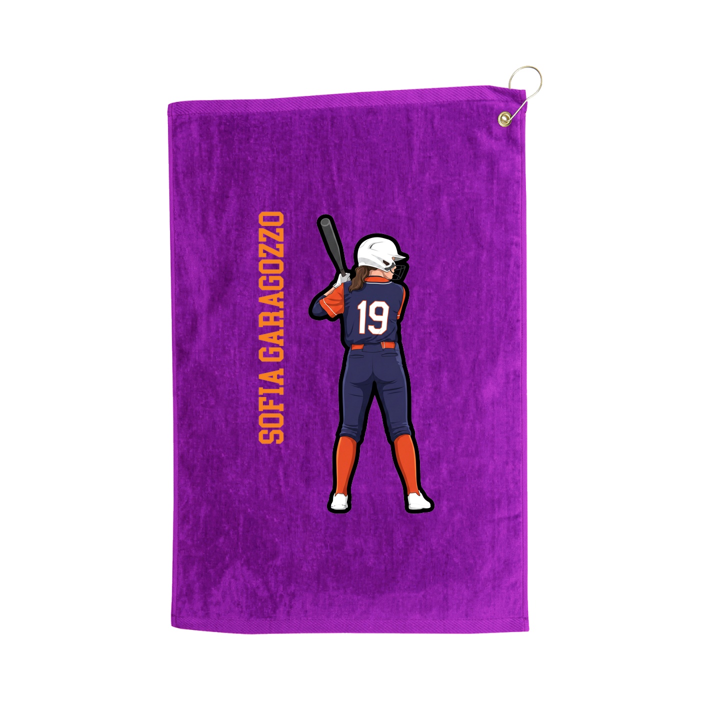 Golf Towel — Name Vertical in Purple