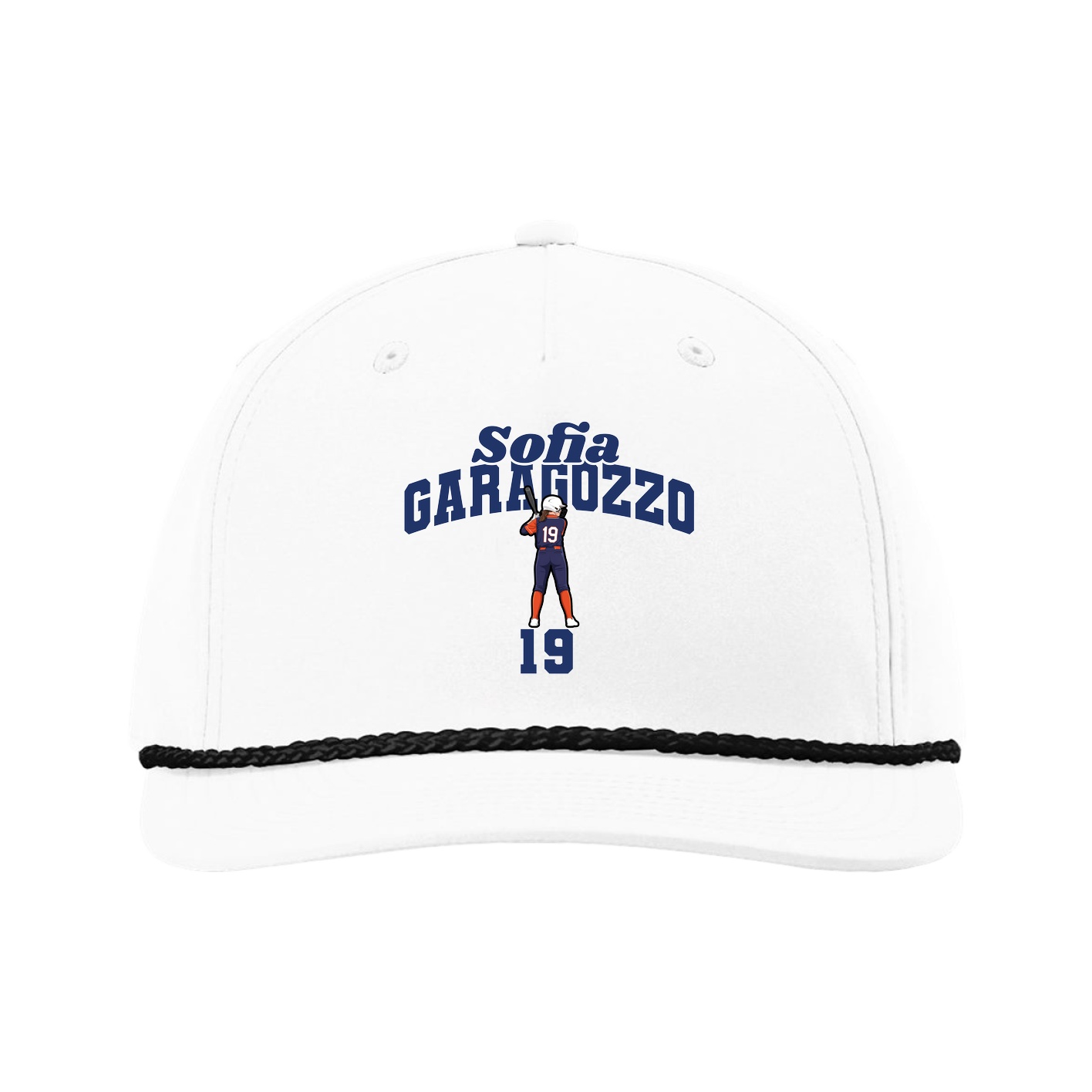 Five-Panel Classic Rope Cap — Signature Arch in White