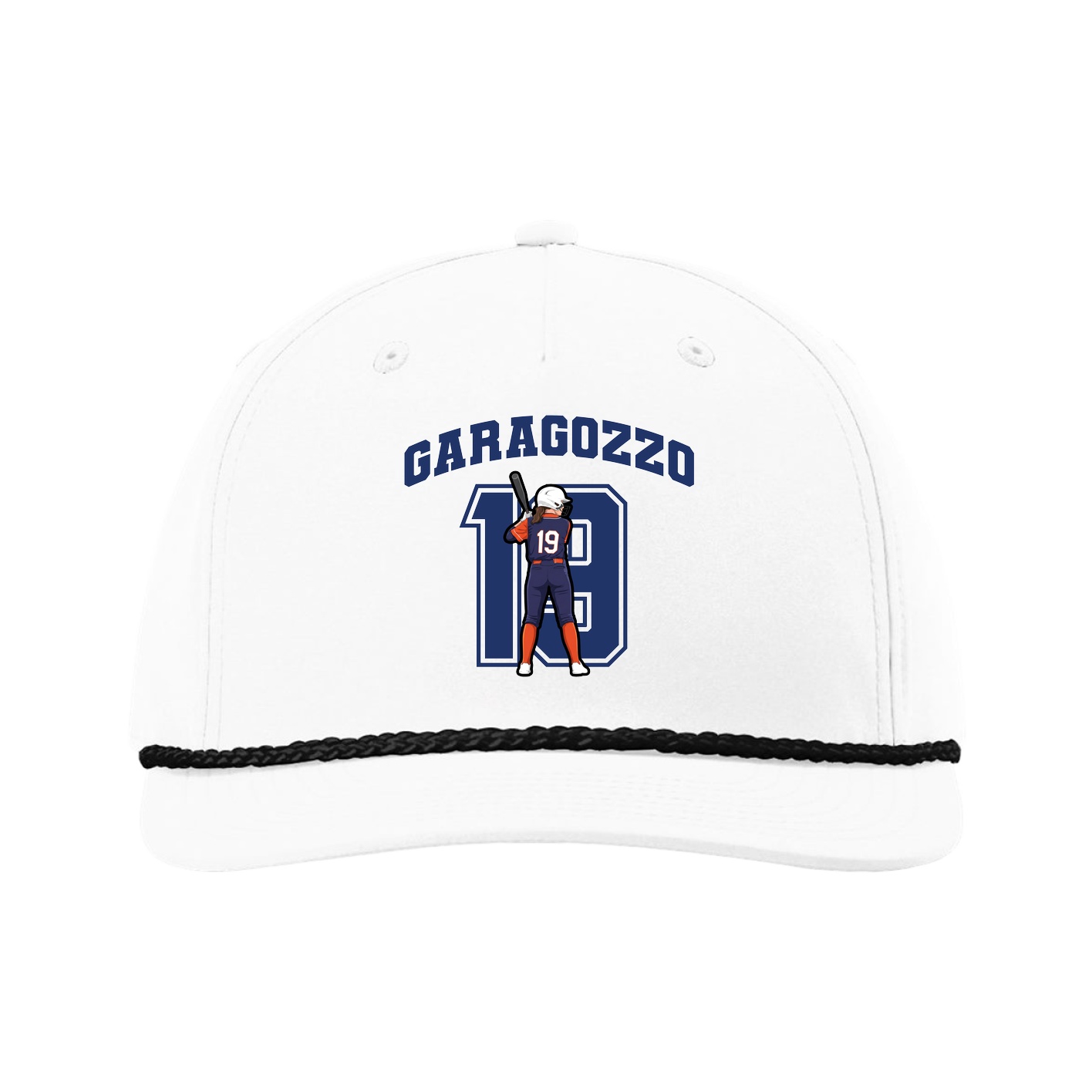 Five-Panel Classic Rope Cap — Number in White