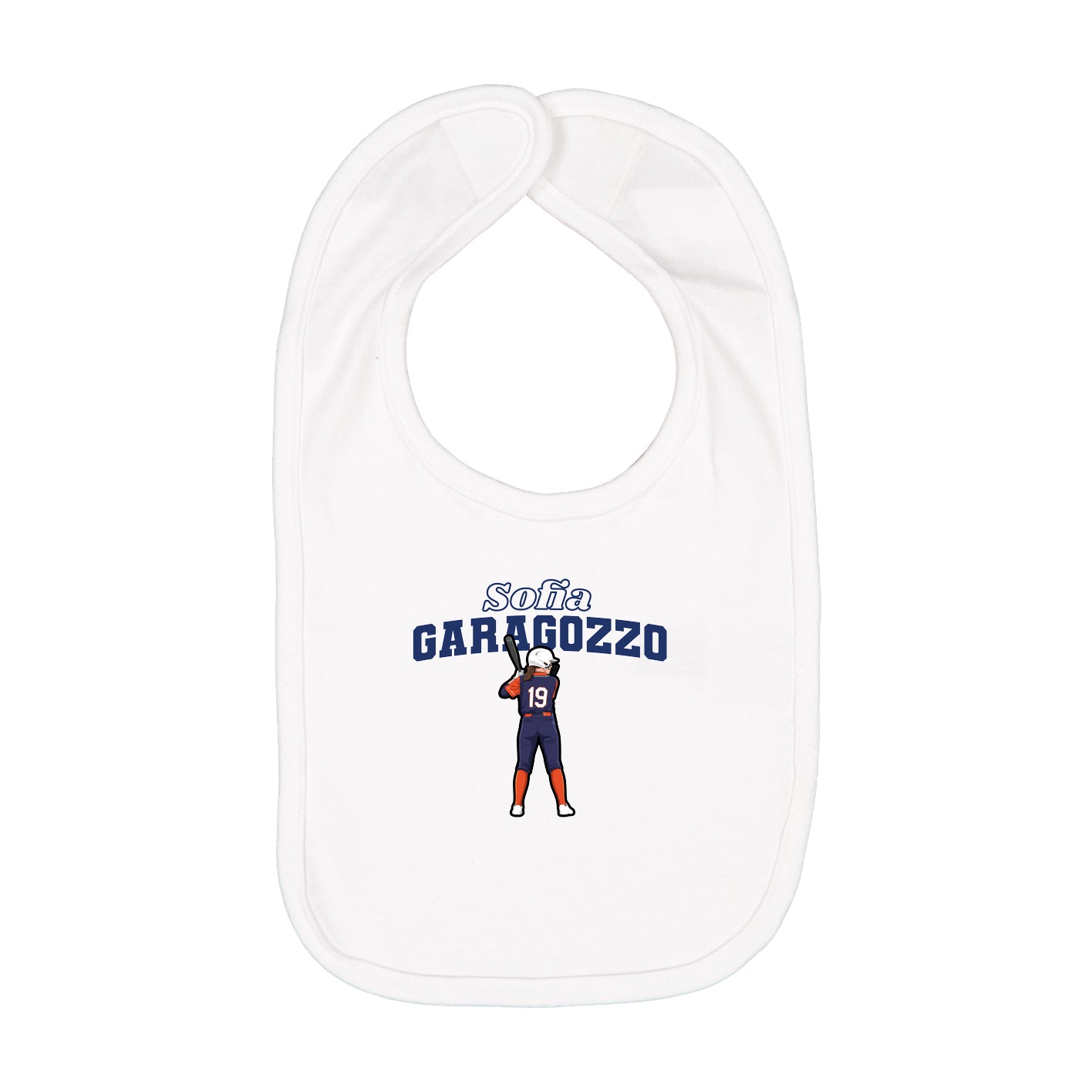 Infant Bib — Name Arch in White