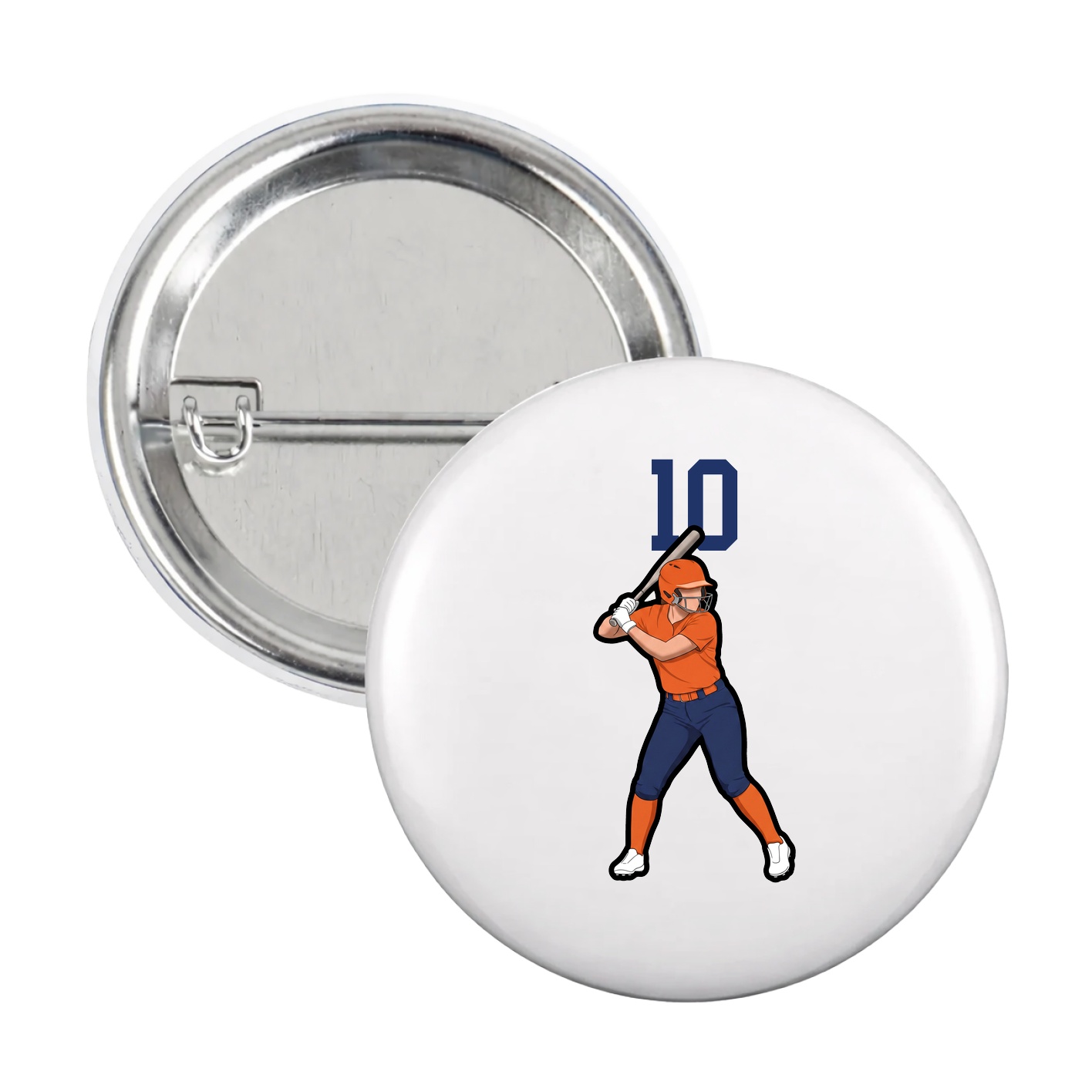Game Day Button — Number Top in White