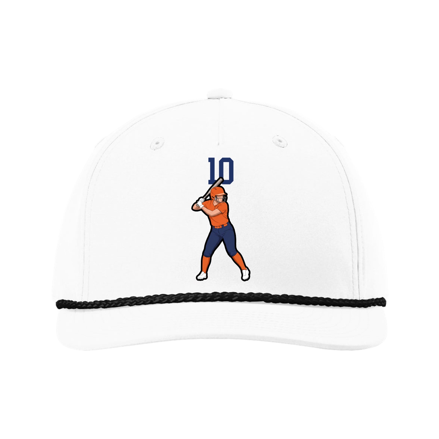 Five-Panel Classic Rope Cap — Number Top in White