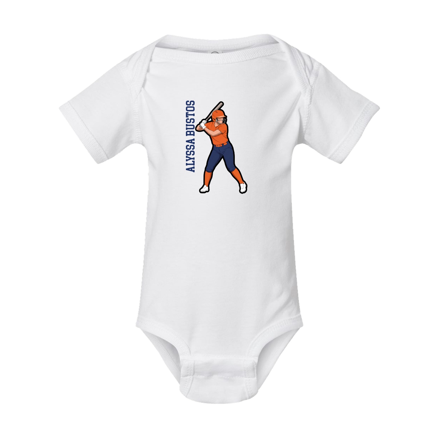 Baby Onesie — Name Vertical in White