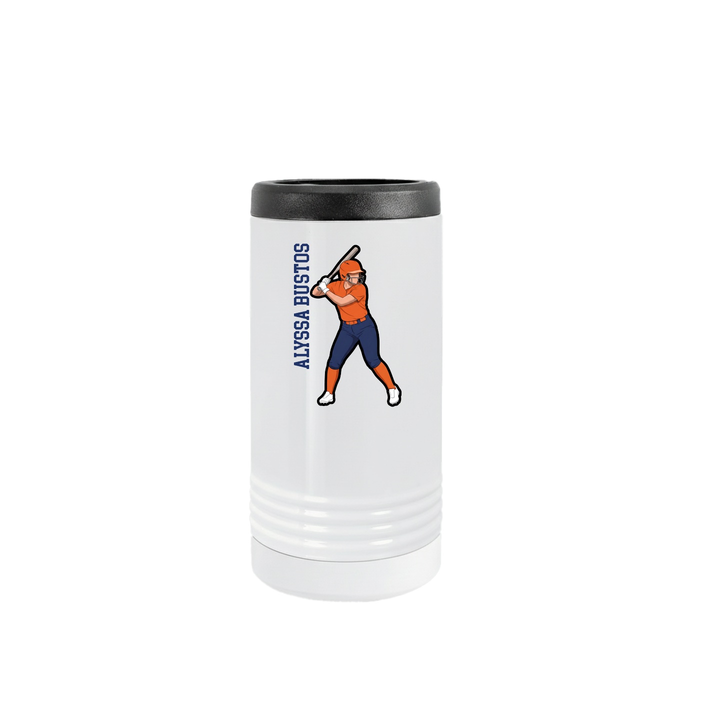Slim Beverage Holder — Name Vertical in White