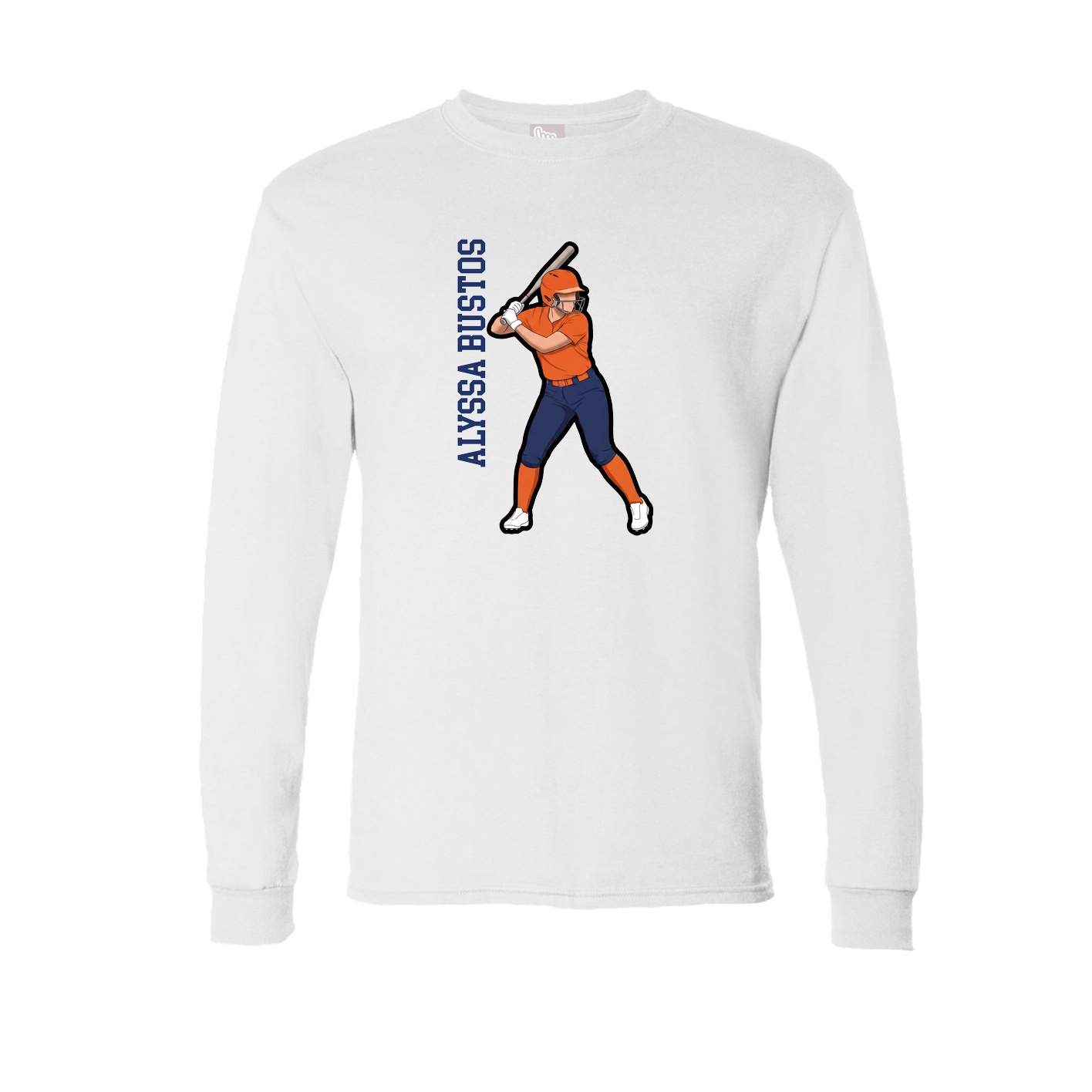 Long Sleeve Tee — Name Vertical in White