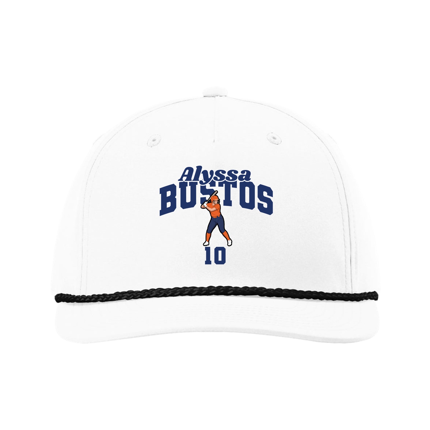 Five-Panel Classic Rope Cap — Signature Arch in White