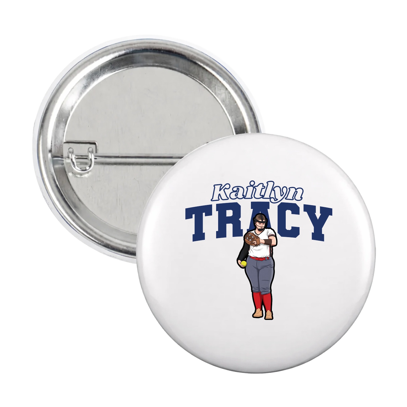 Game Day Button — Name Arch in White