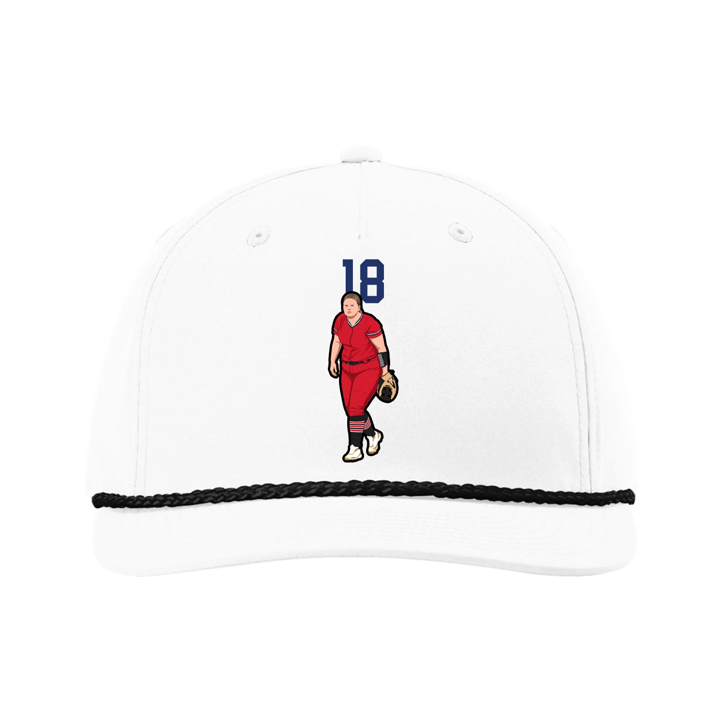 Five-Panel Classic Rope Cap — Number Top in White