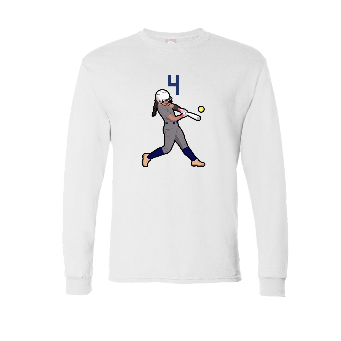 Long Sleeve Tee — Number Top in White