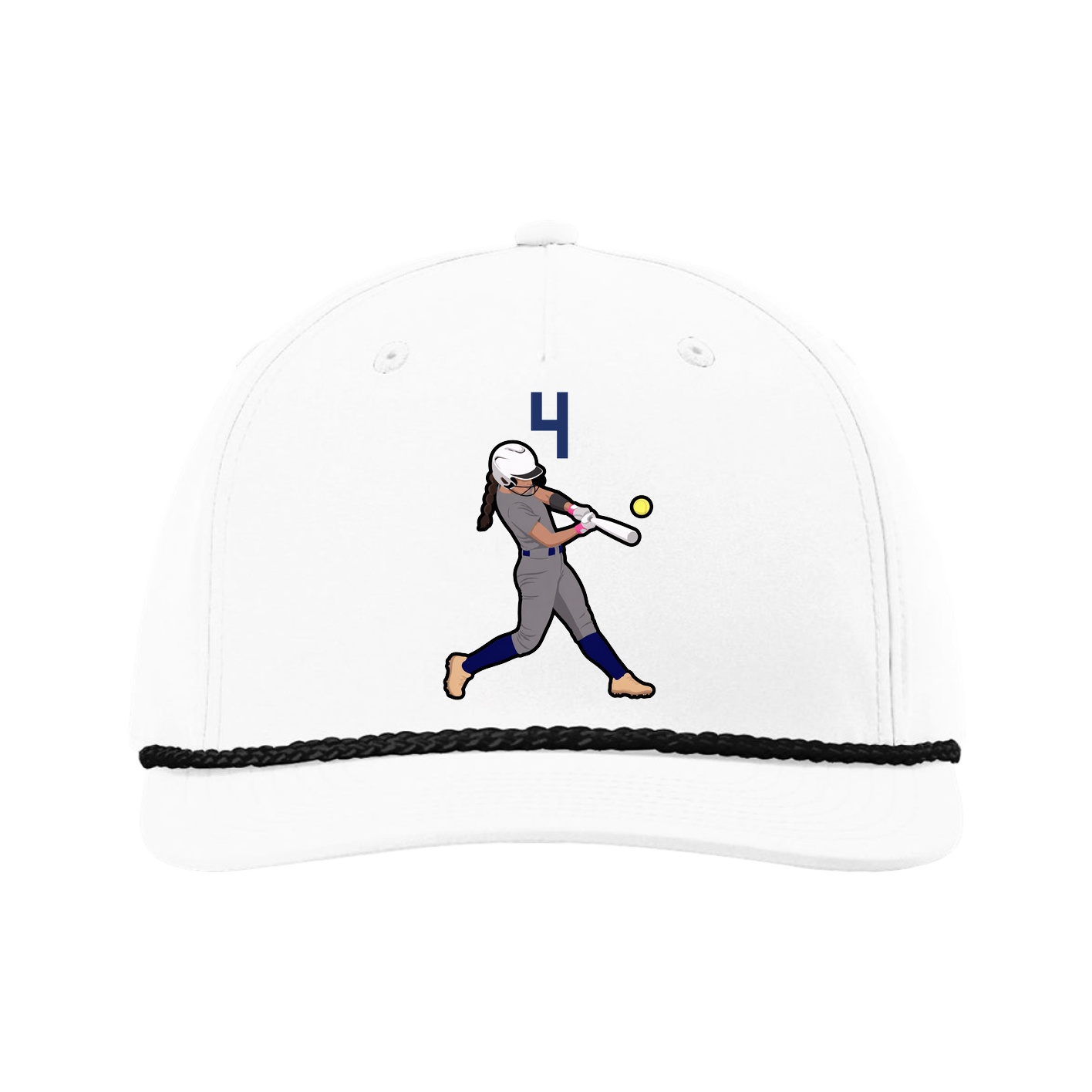 Five-Panel Classic Rope Cap — Number Top in White