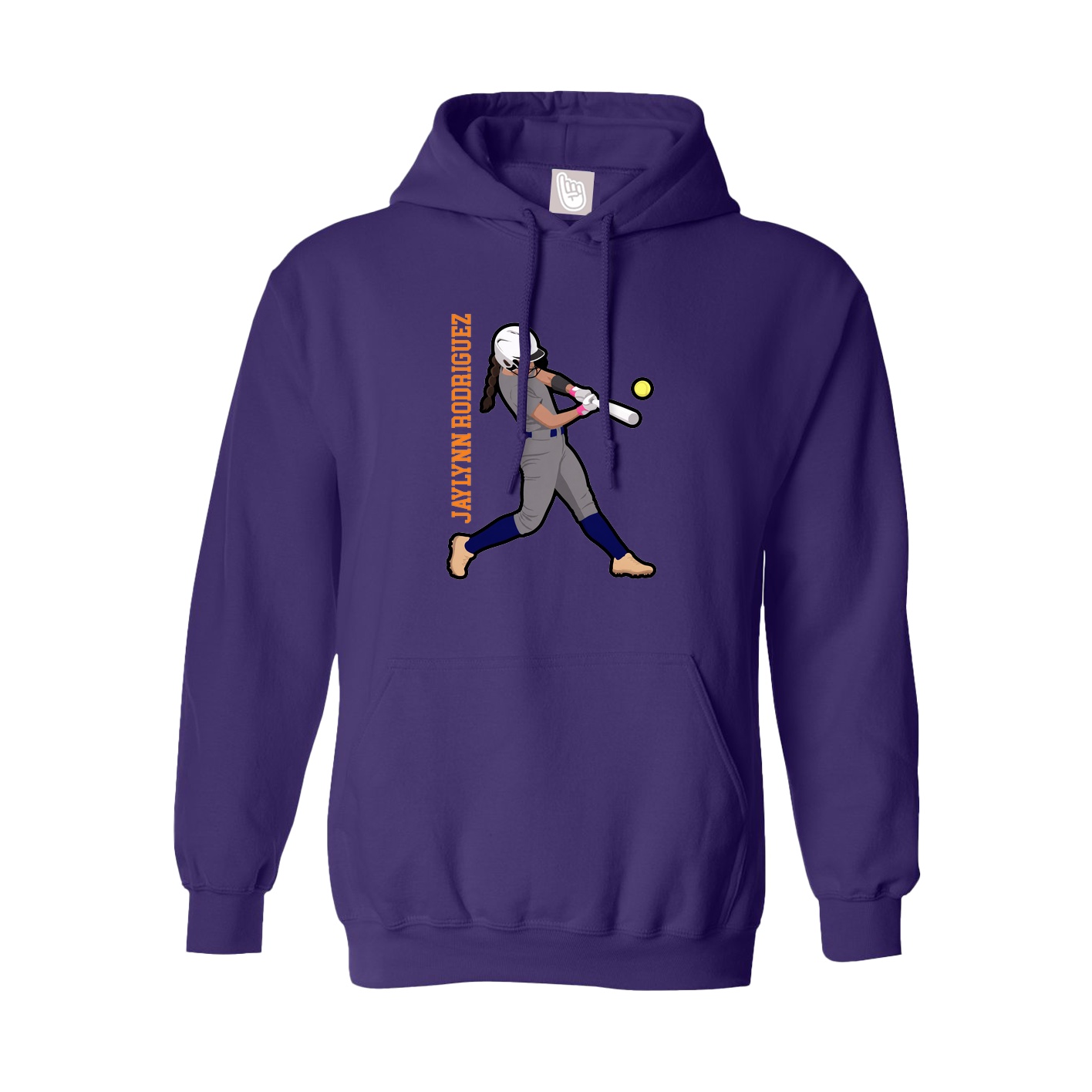 Youth Hoodie — Name Vertical in Purple