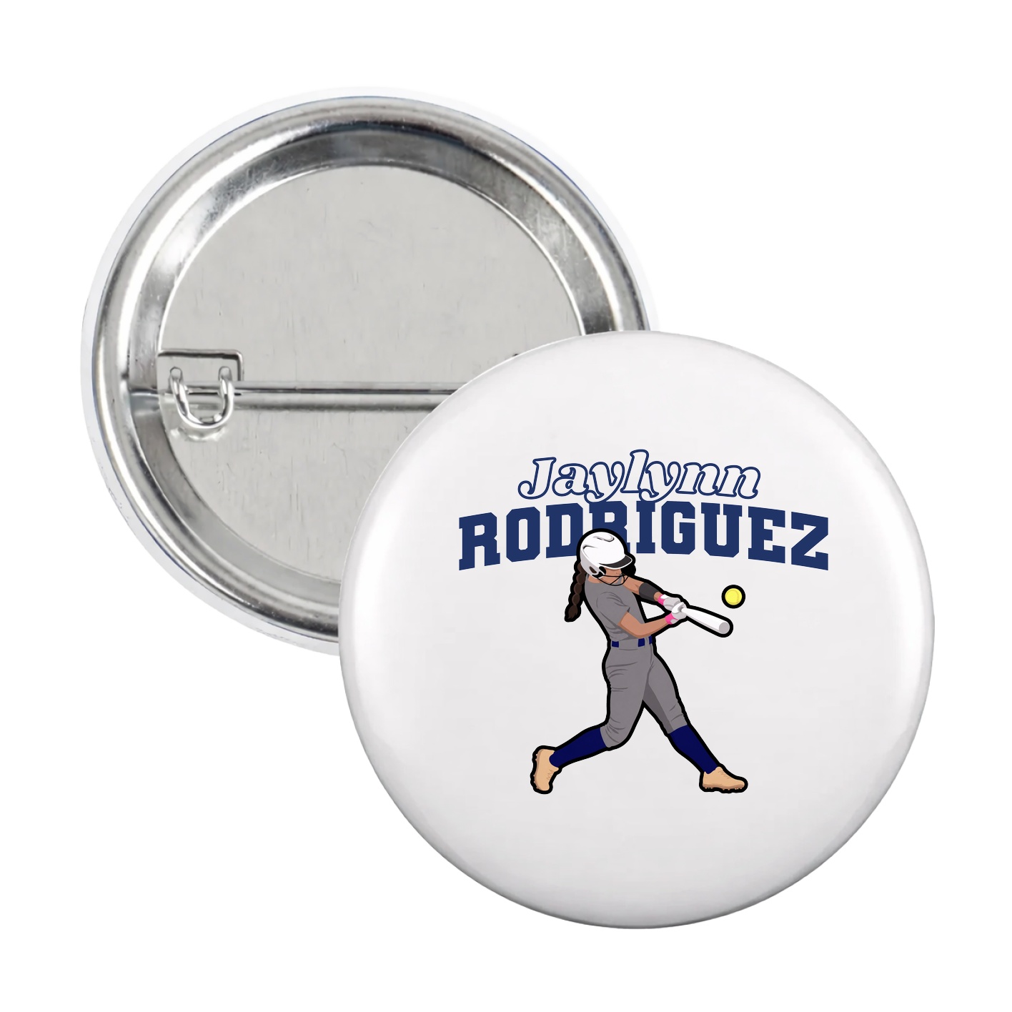 Game Day Button — Name Arch in White