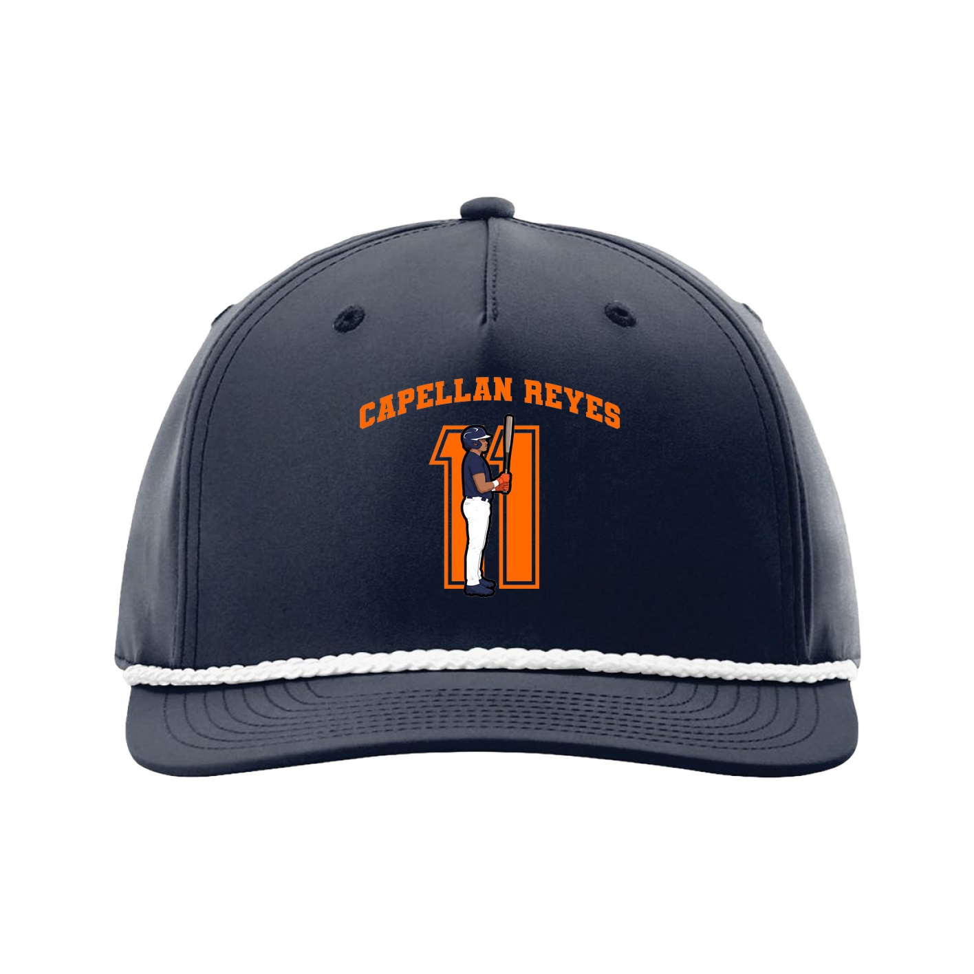 Five-Panel Classic Rope Cap — Number in Navy