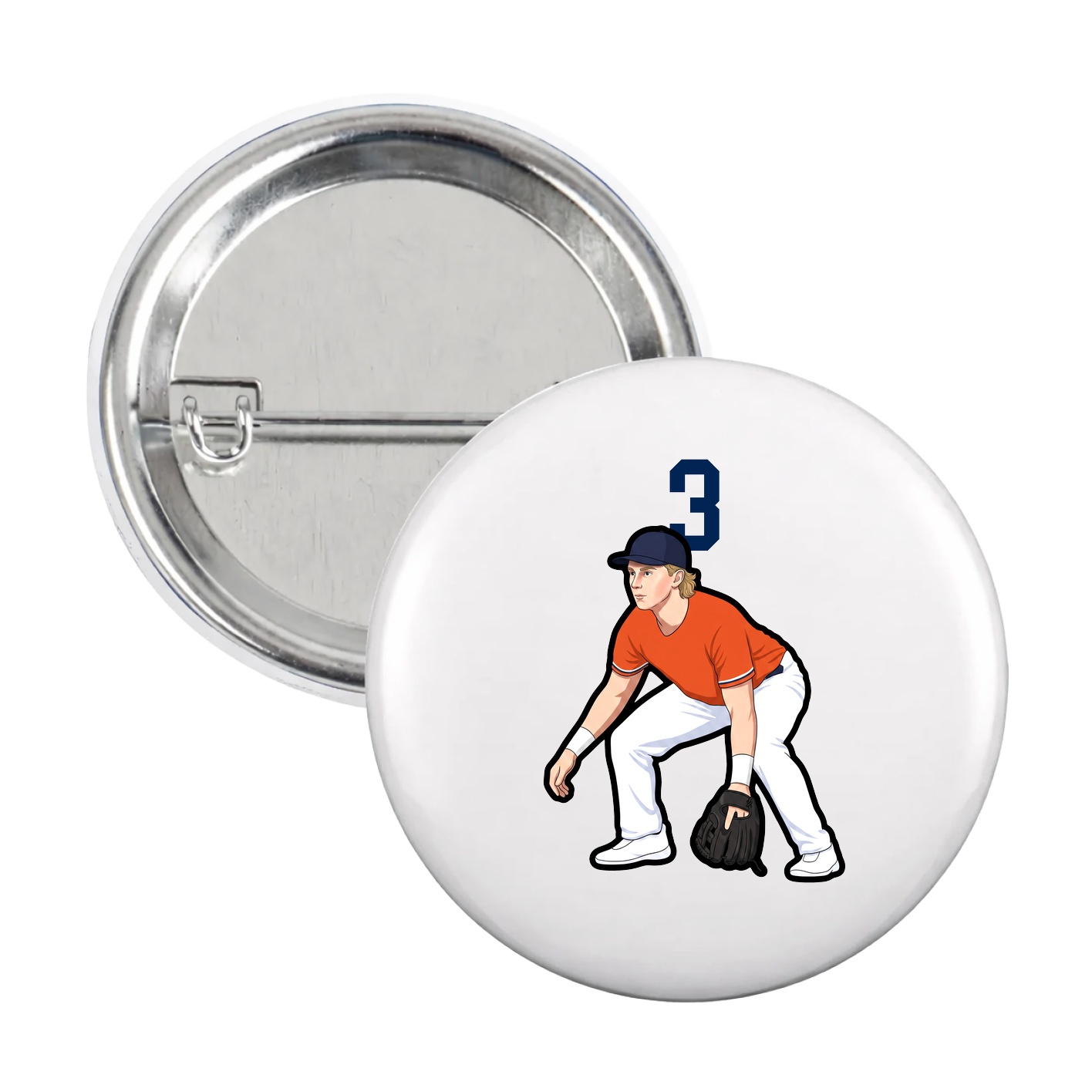 Game Day Button — Number Top in White