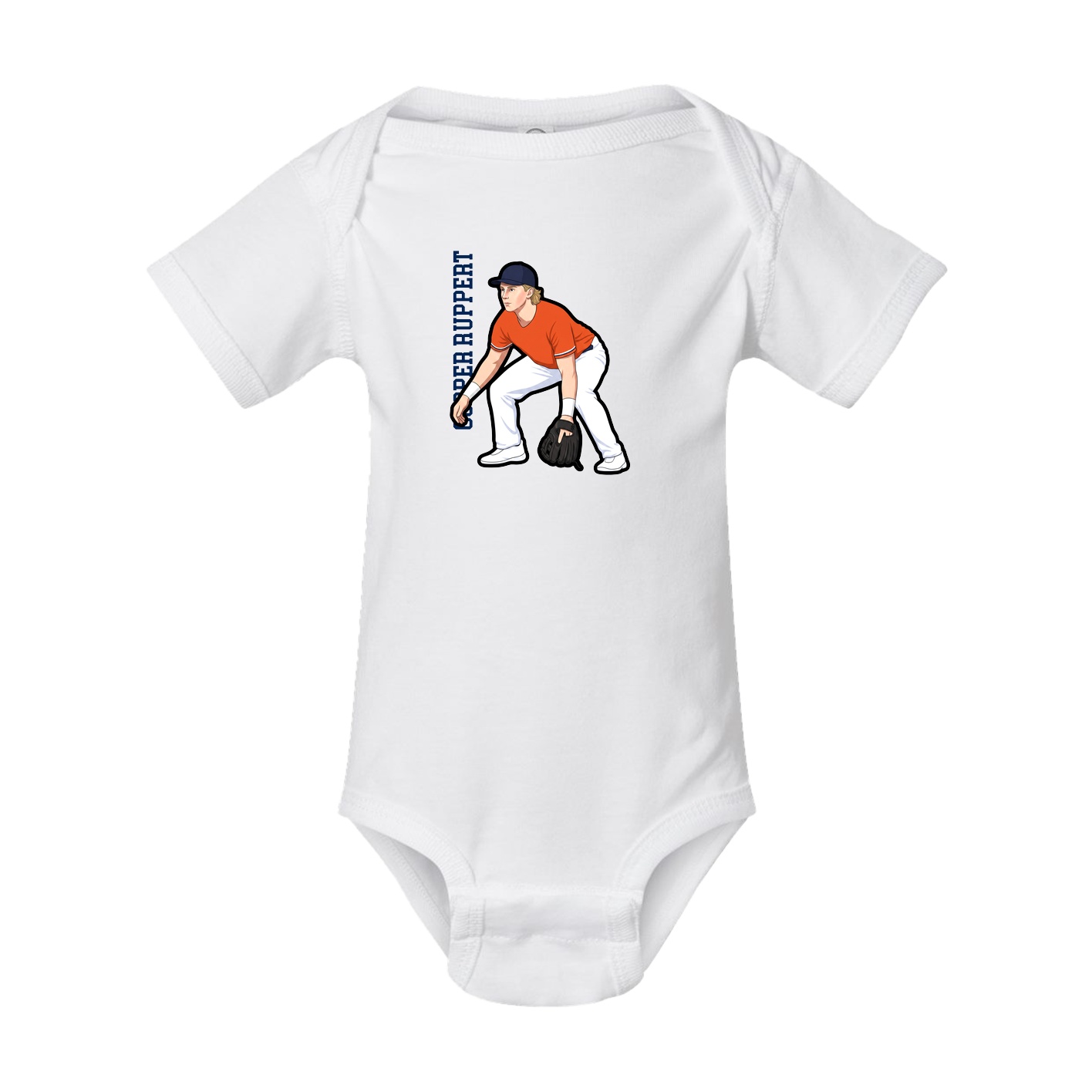 Baby Onesie — Name Vertical in White