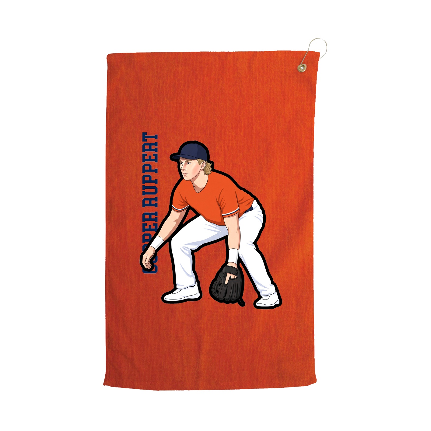 Golf Towel — Name Vertical in Orange