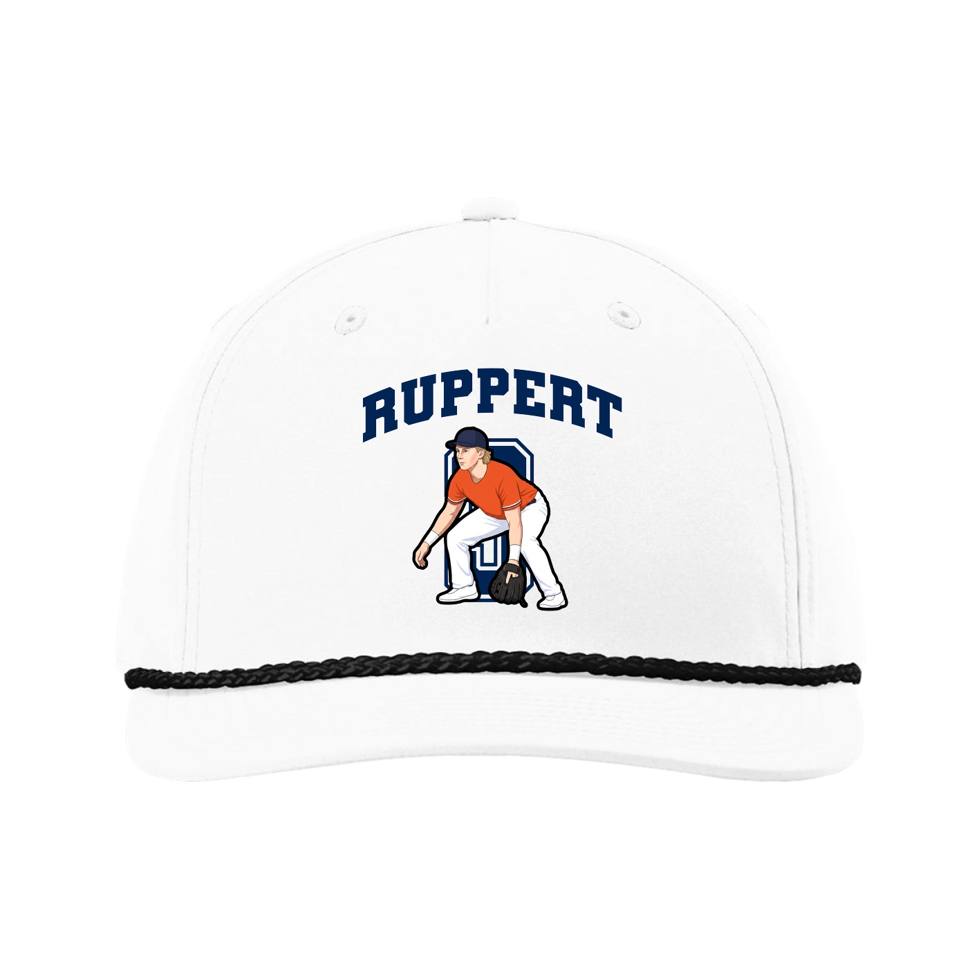 Five-Panel Classic Rope Cap — Number in White