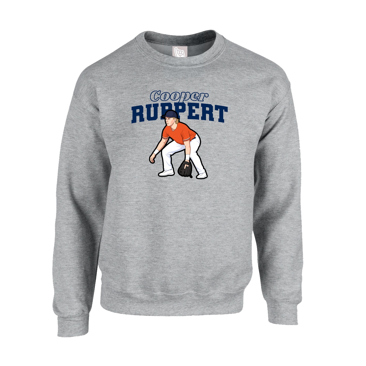 Fleece Crew — Name Arch in Grey