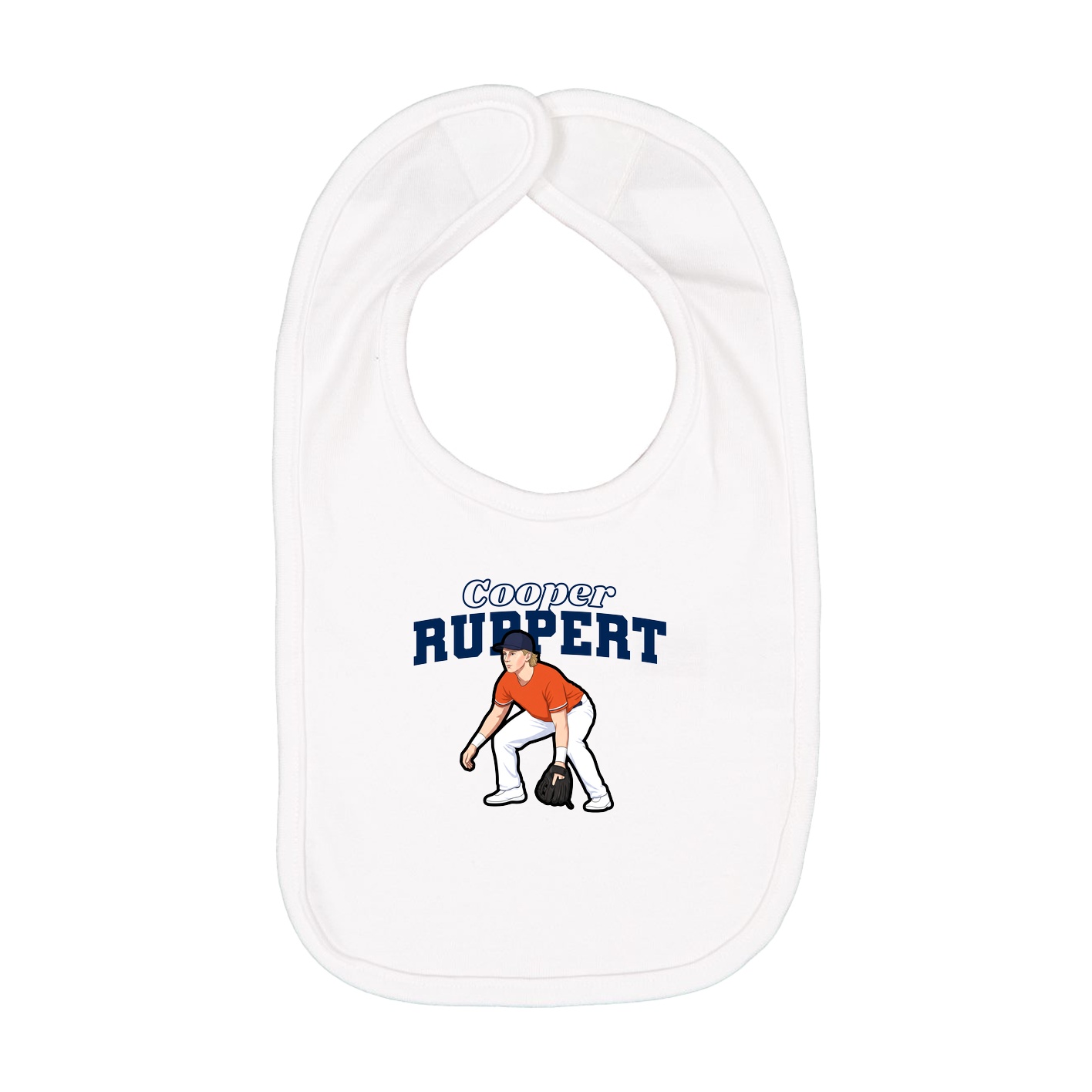 Infant Bib — Name Arch in White
