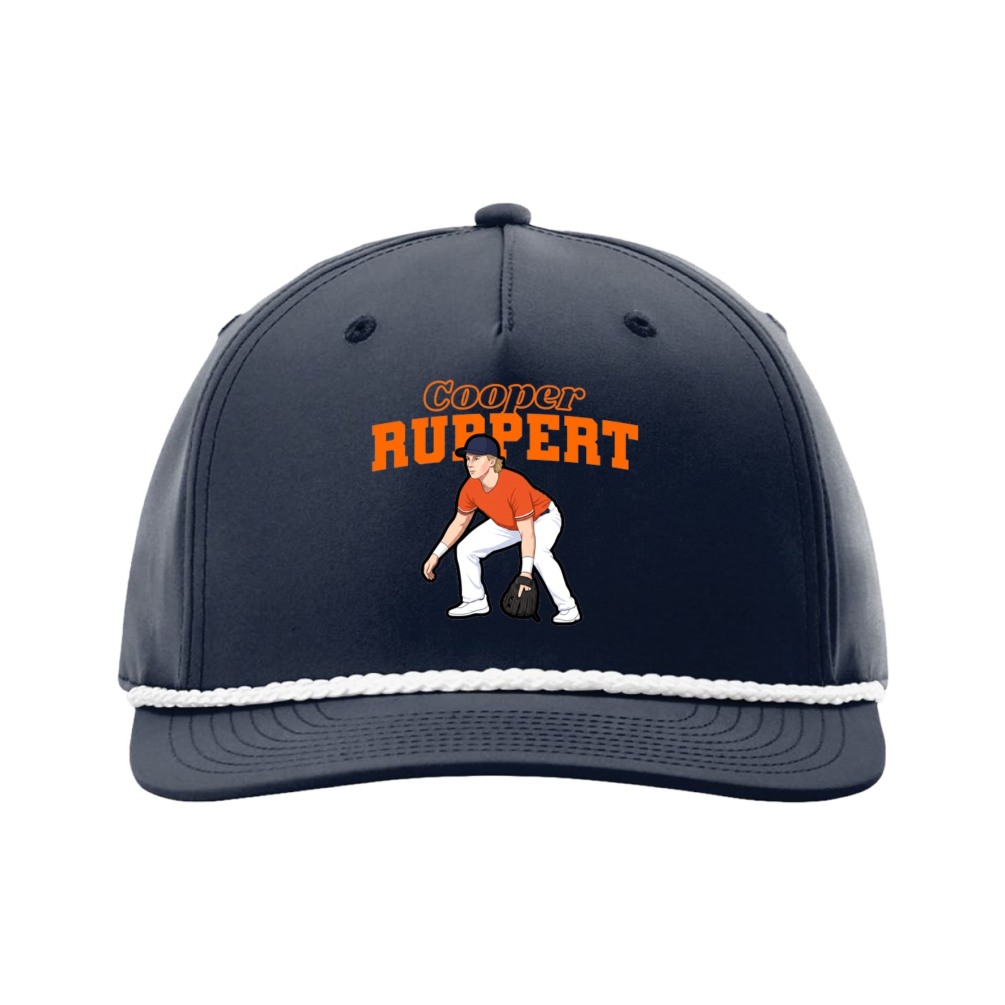 Five-Panel Classic Rope Cap — Name Arch in Navy