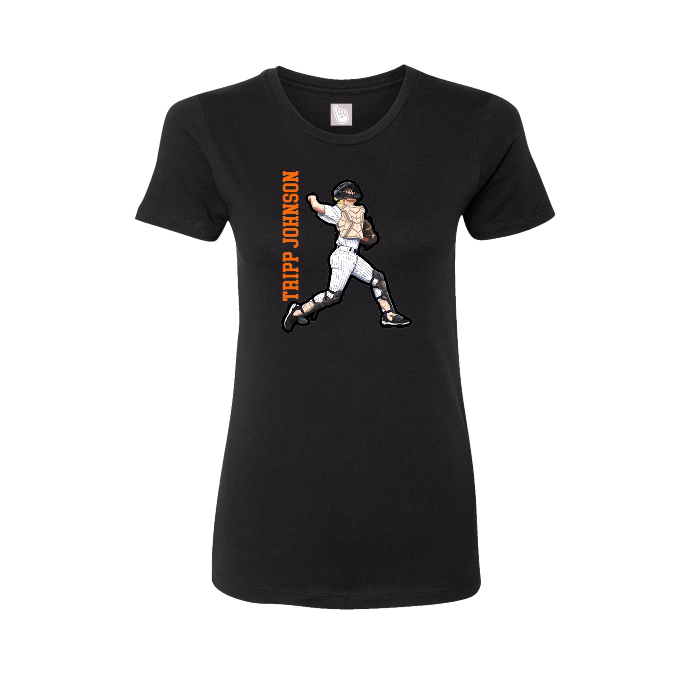 Fitted Women's Tee — Name Vertical in Black