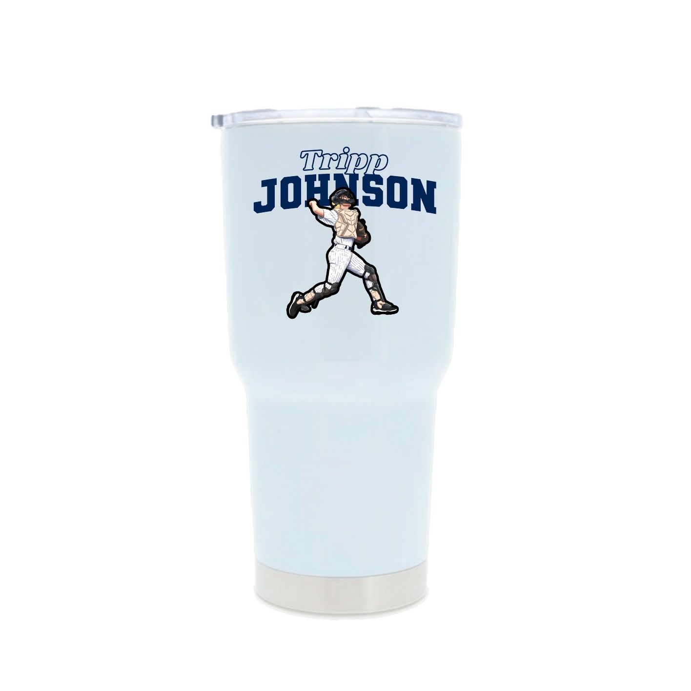 30oz Stainless Steel Tumbler — Name Arch in White