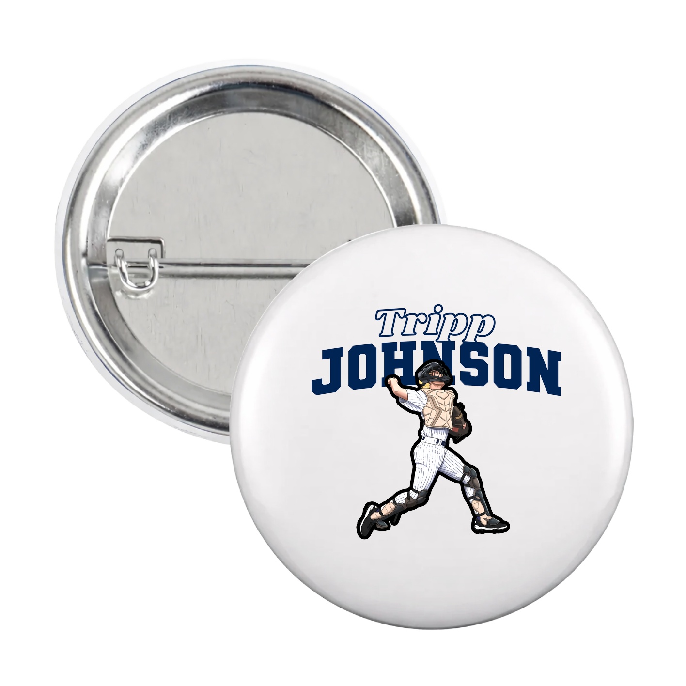 Game Day Button — Name Arch in White