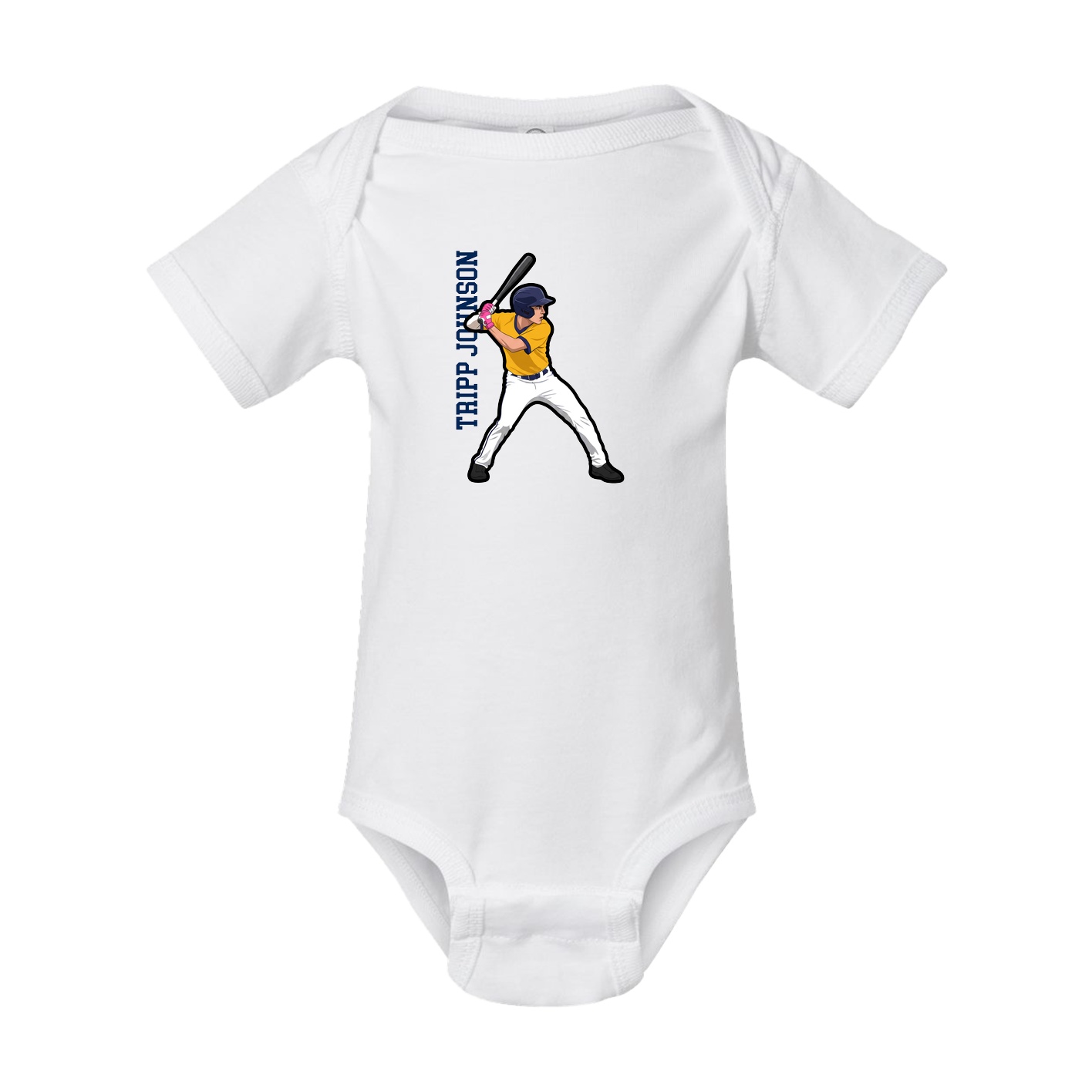 Baby Onesie — Name Vertical in White