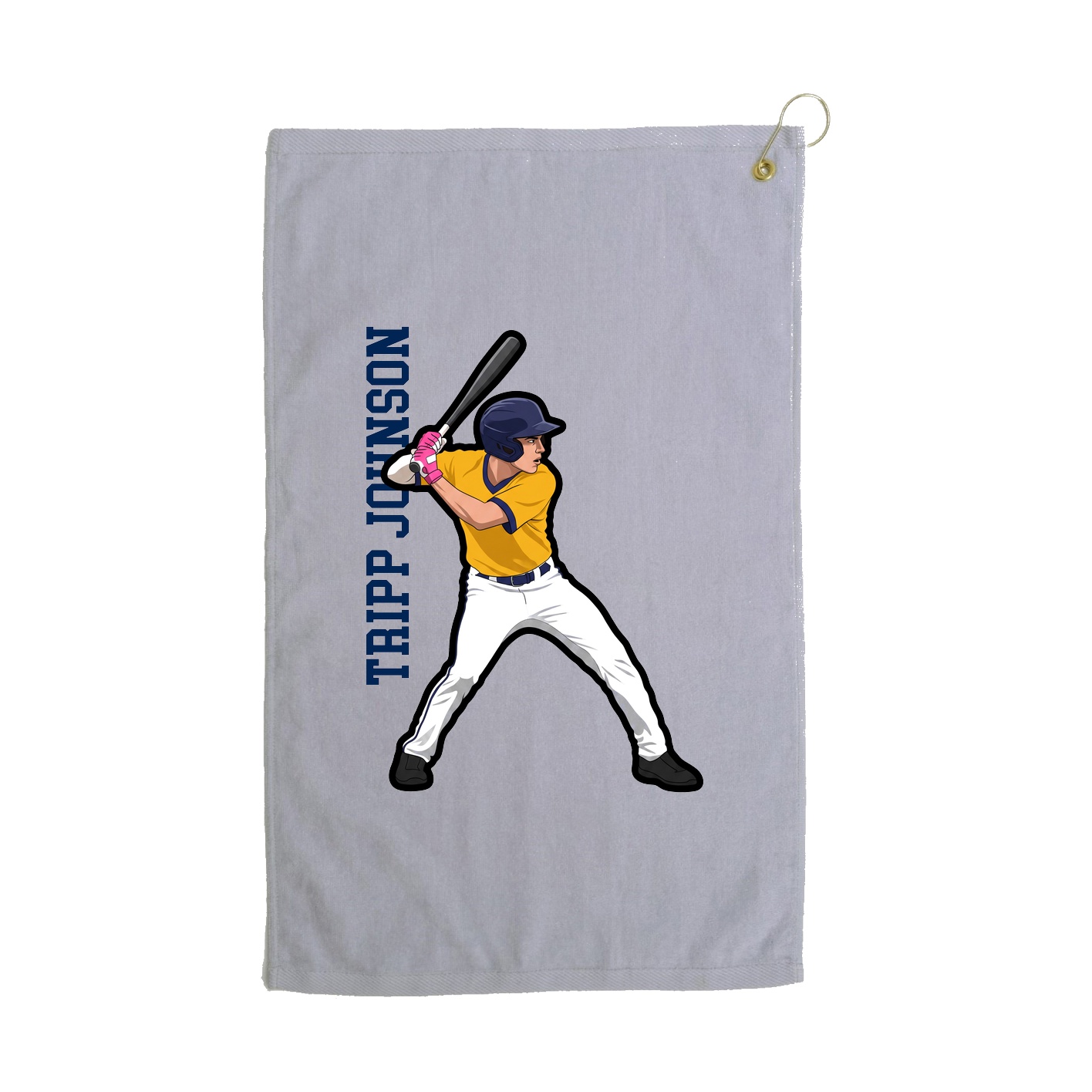 Golf Towel — Name Vertical in Grey