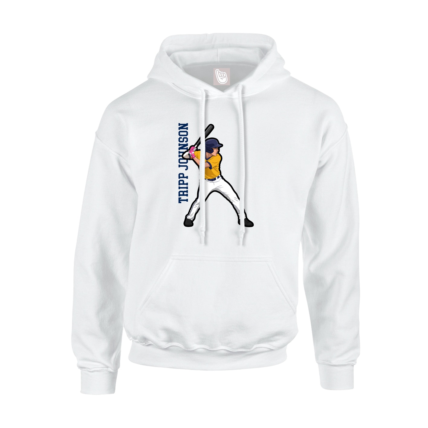 Youth Hoodie — Name Vertical in White
