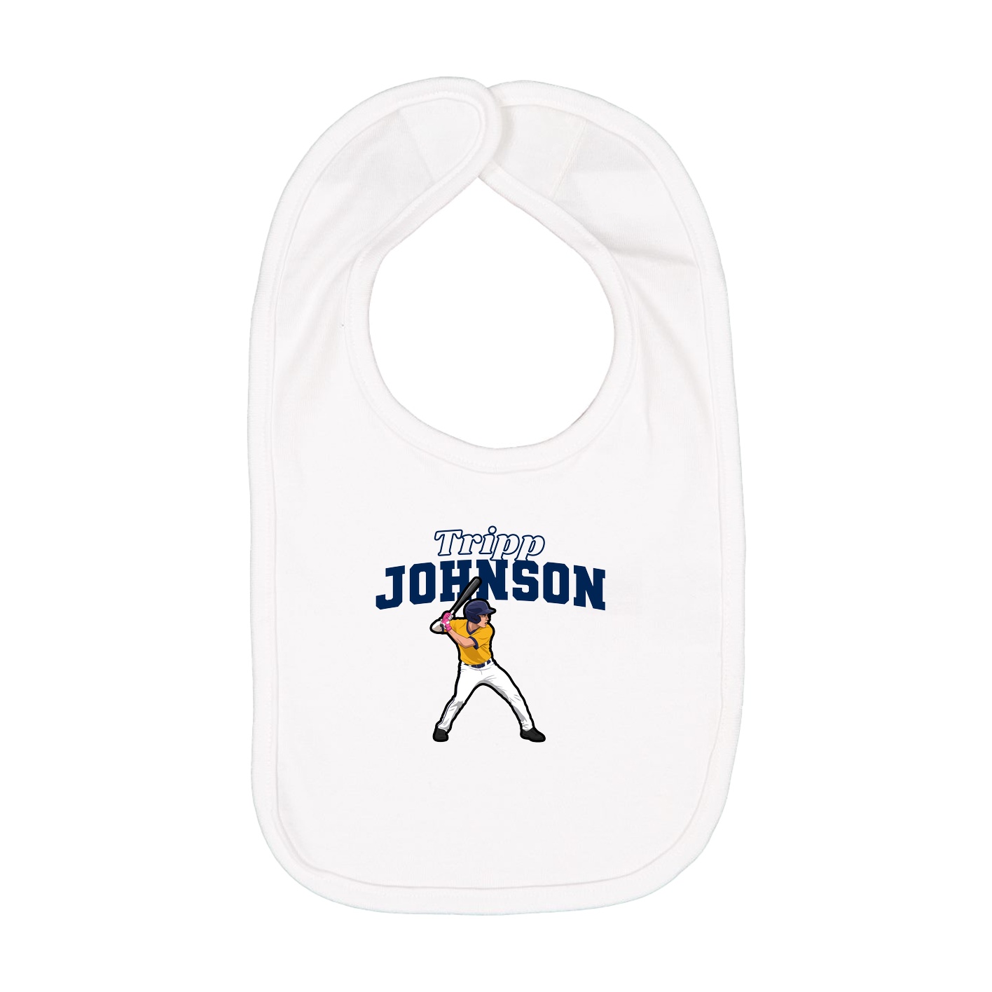 Infant Bib — Name Arch in White