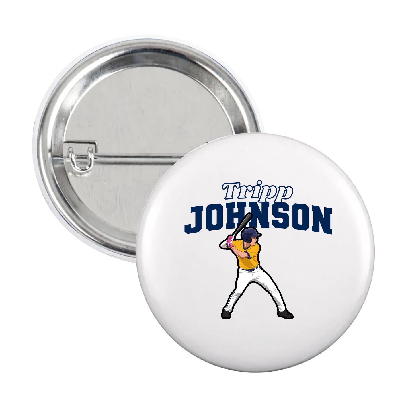 Game Day Button — Name Arch in White
