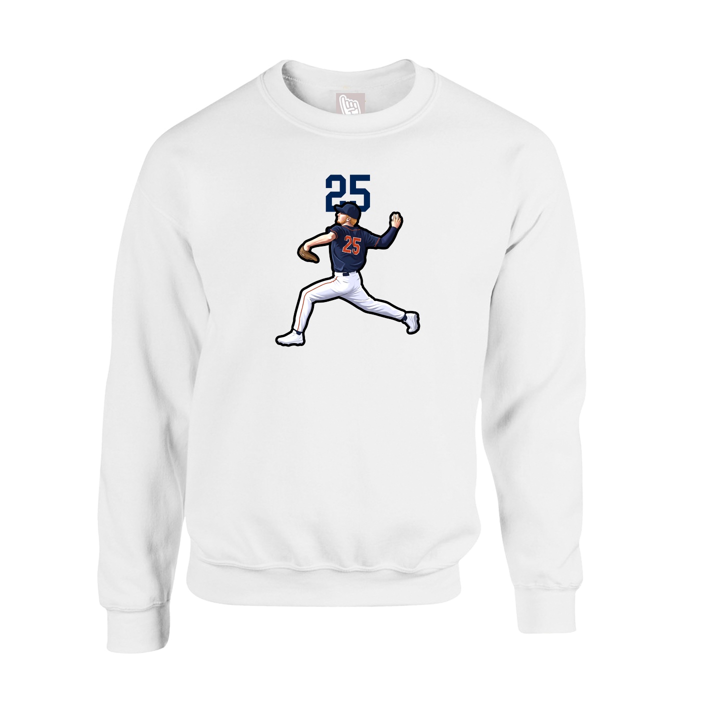 Fleece Crew — Number Top in White