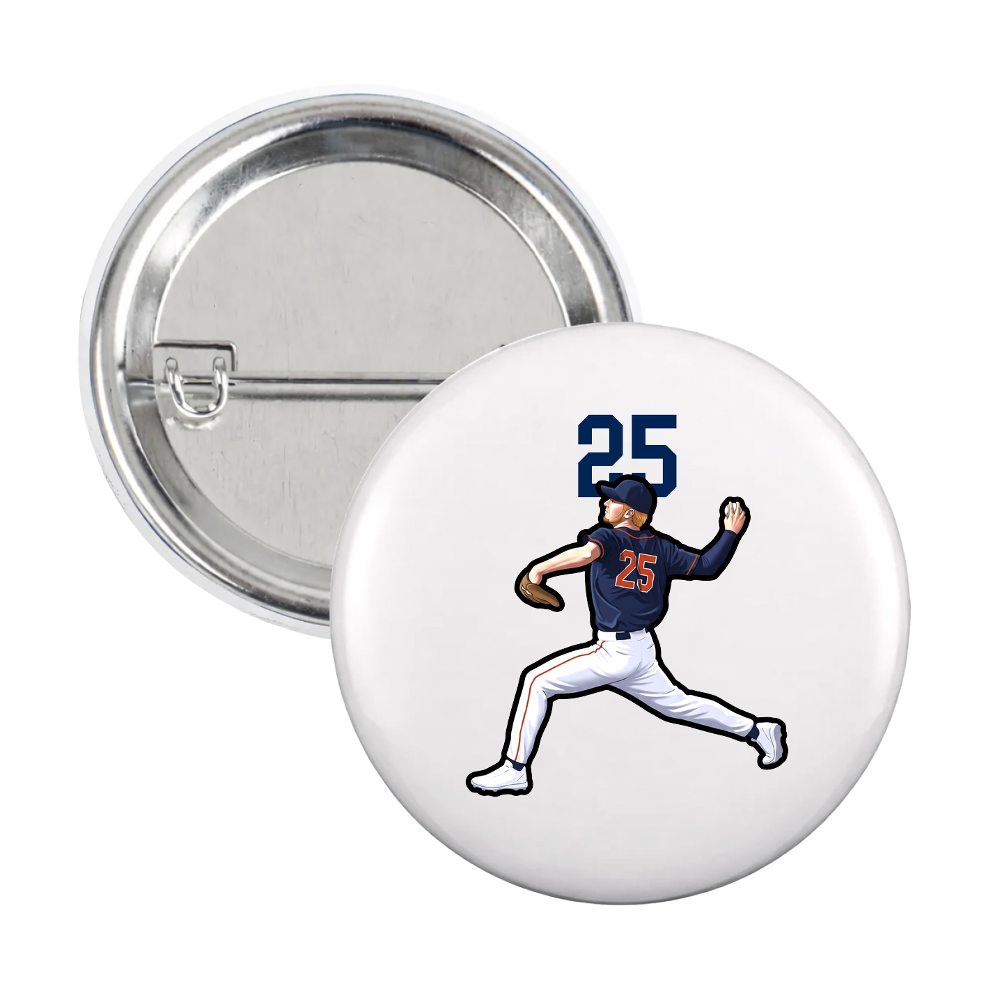 Game Day Button — Number Top in White