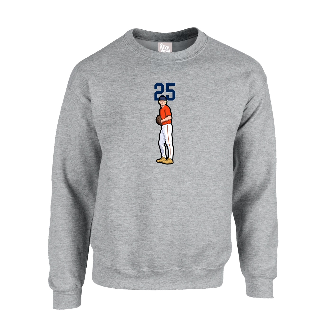 Fleece Crew — Number Top in Grey