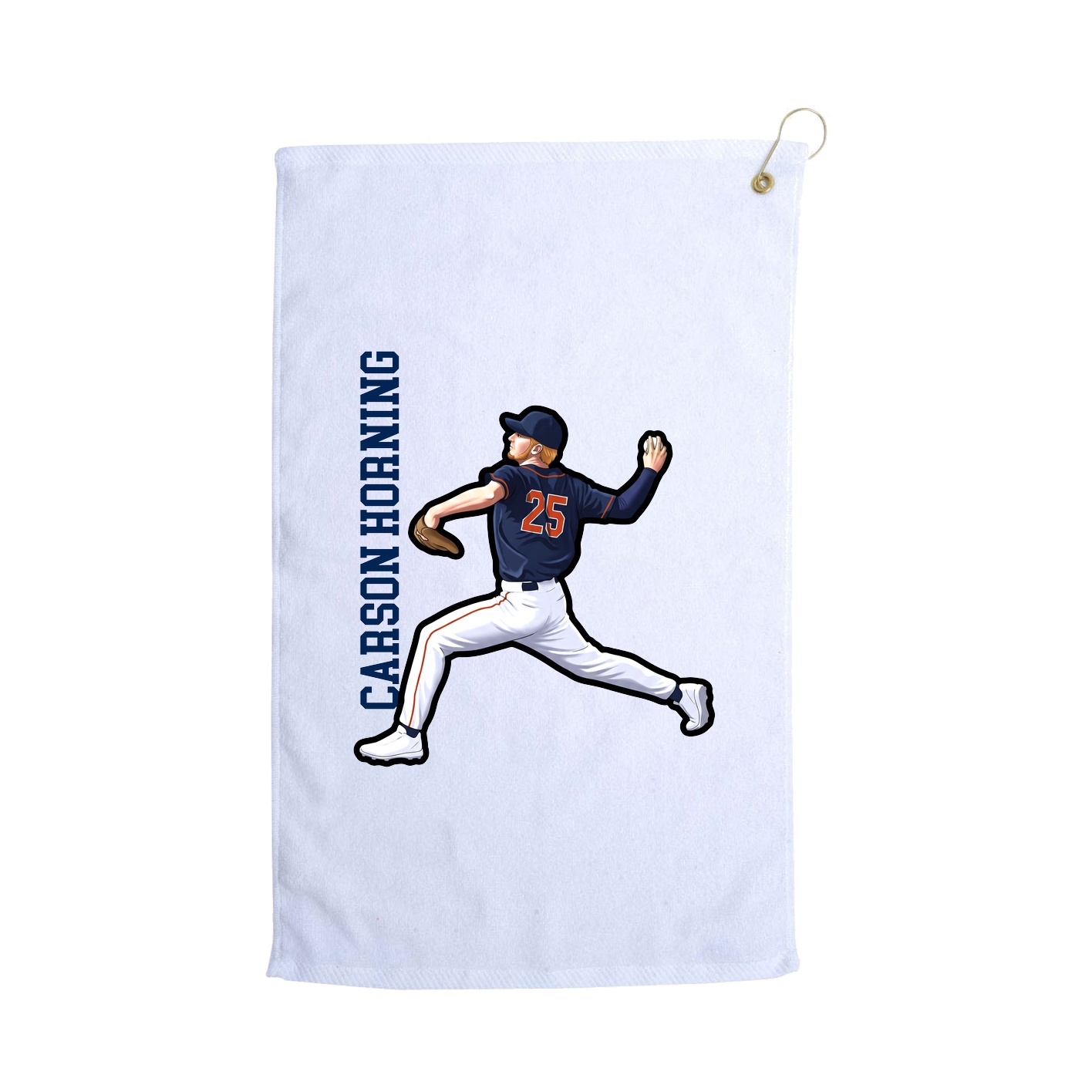 Golf Towel — Name Vertical in White