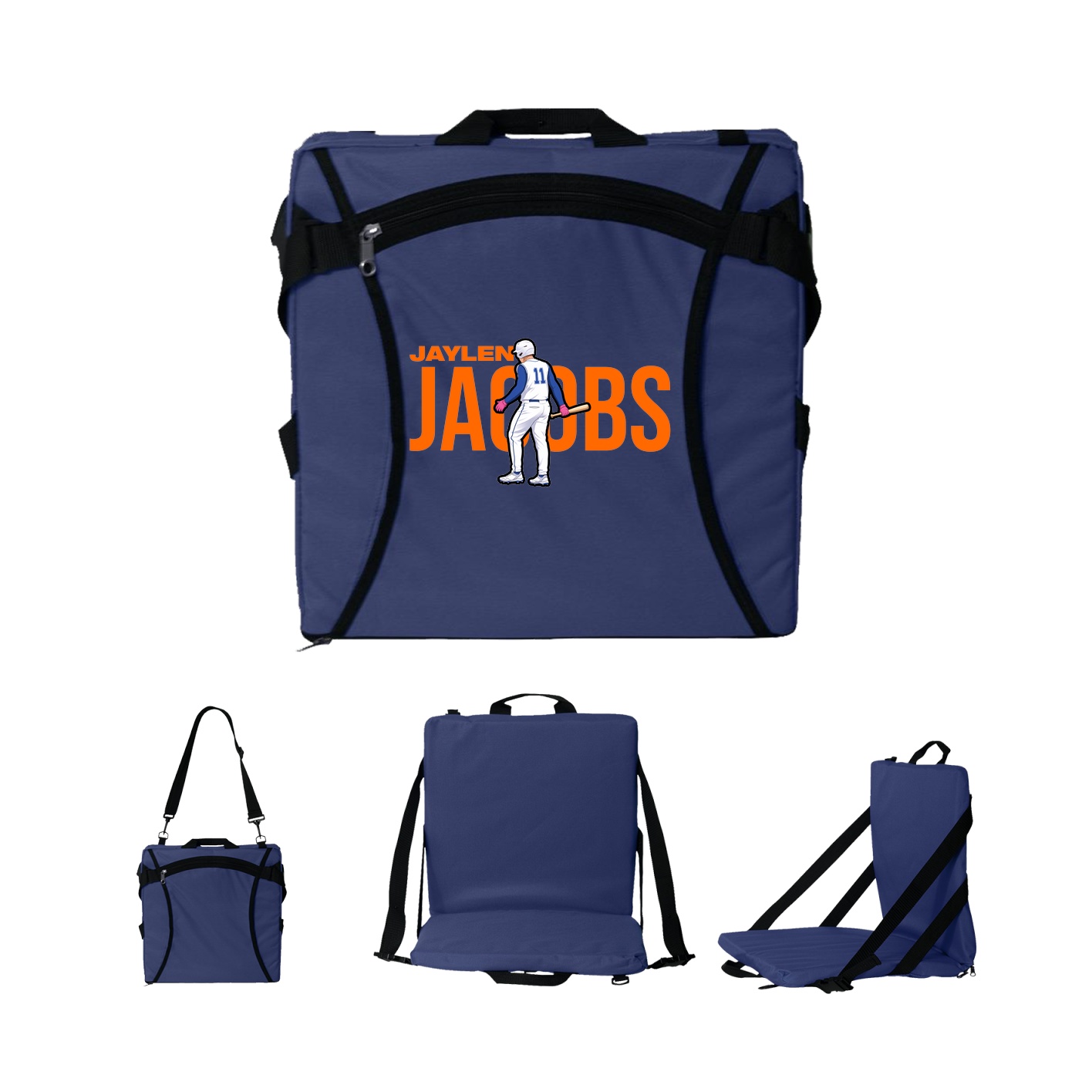 Folding Stadium Seat — Player Name in Navy