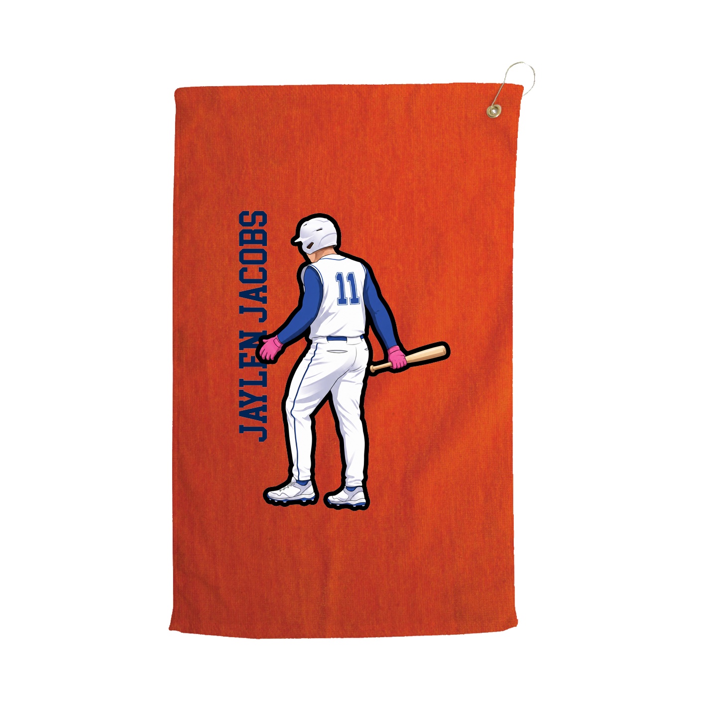 Golf Towel — Name Vertical in Orange