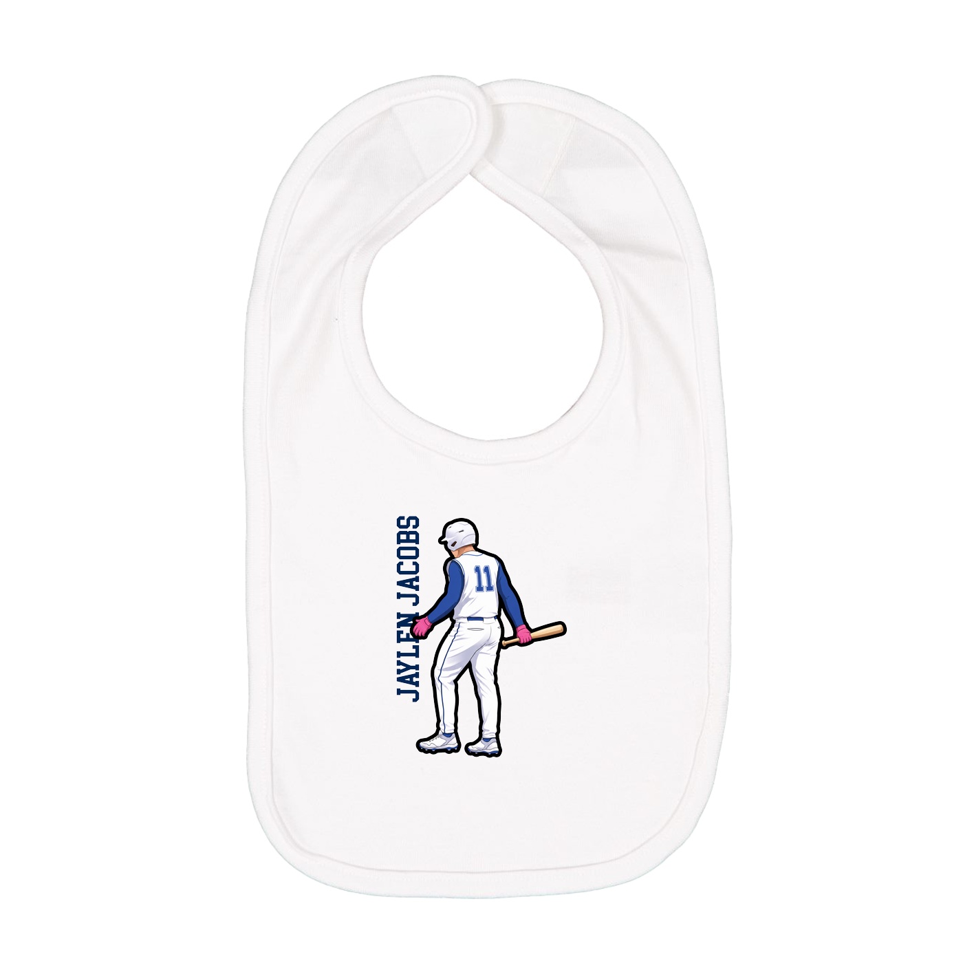 Infant Bib — Name Vertical in White