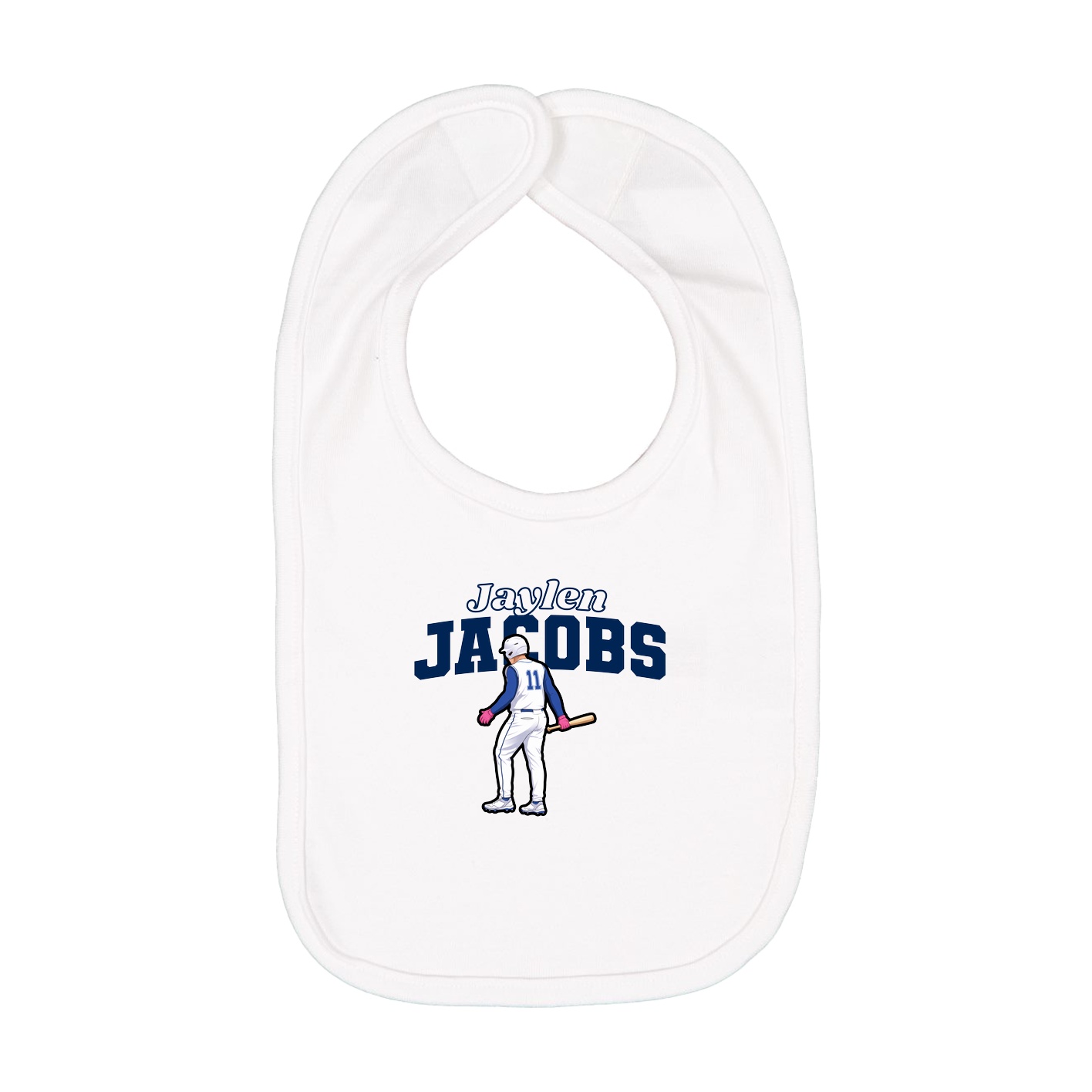 Infant Bib — Name Arch in White