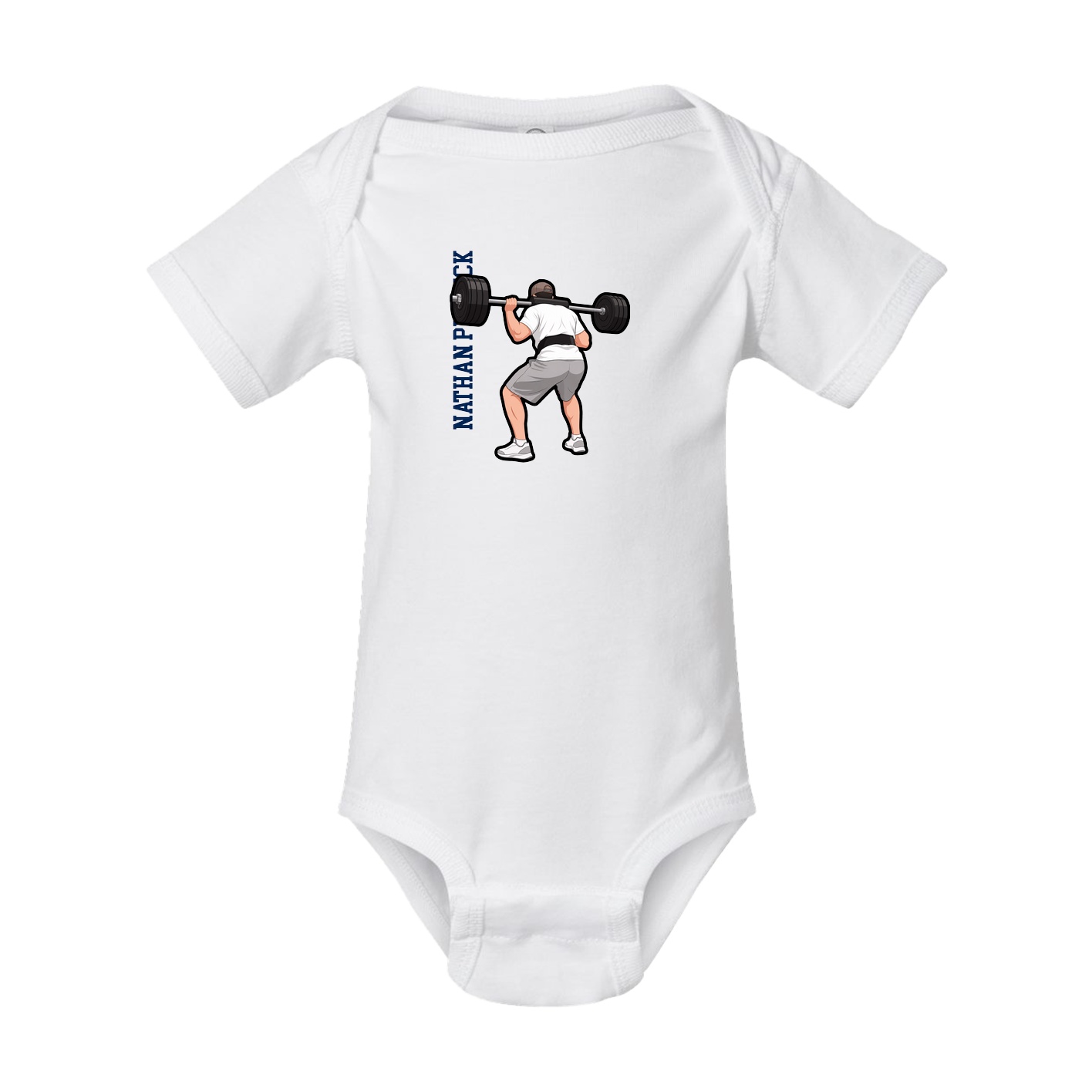 Baby Onesie — Name Vertical in White
